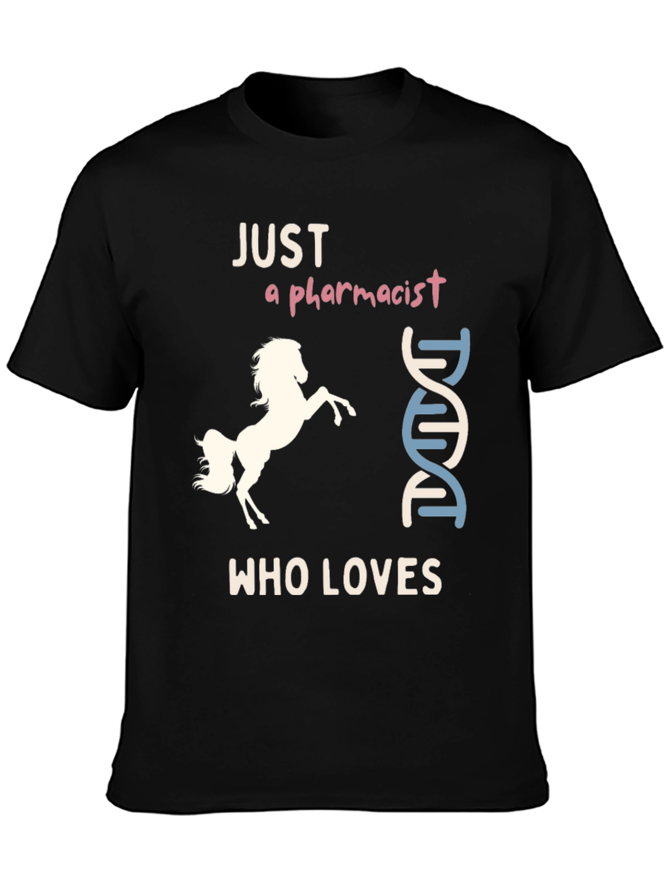 Black Pharmacist Horse Lover T-Shirt, Funny & Unique Design view 3