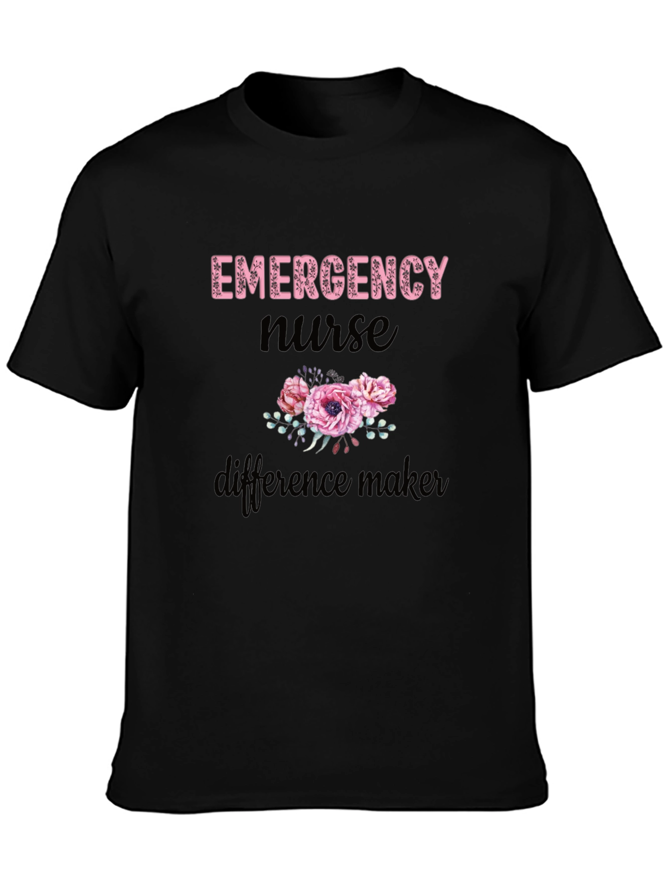 Black Emergency Nurse Difference Maker Black Tee view 3