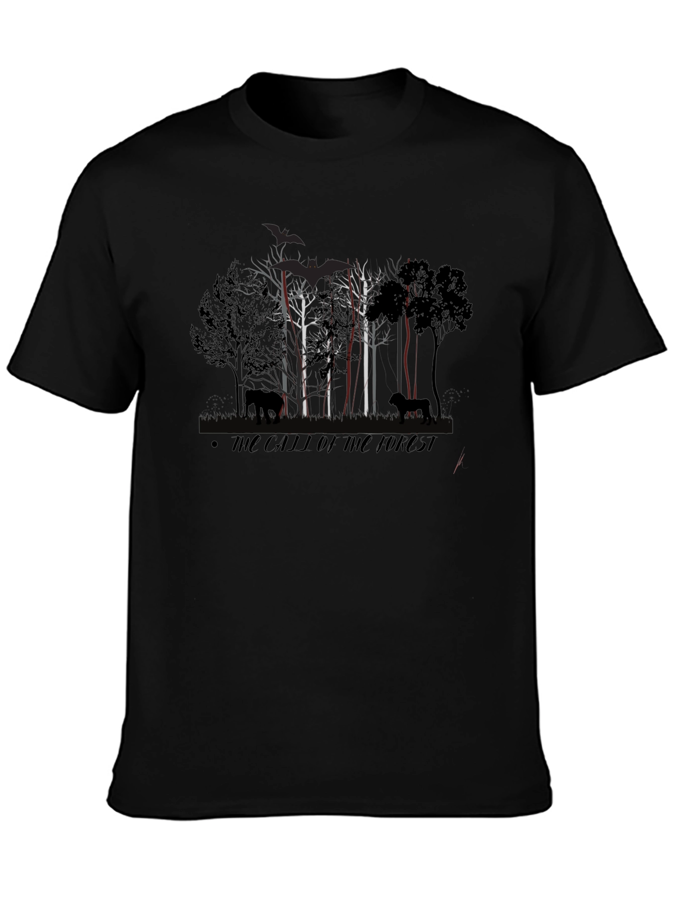 Black The Call of the Forest T-Shirt - Wildlife Design view 3