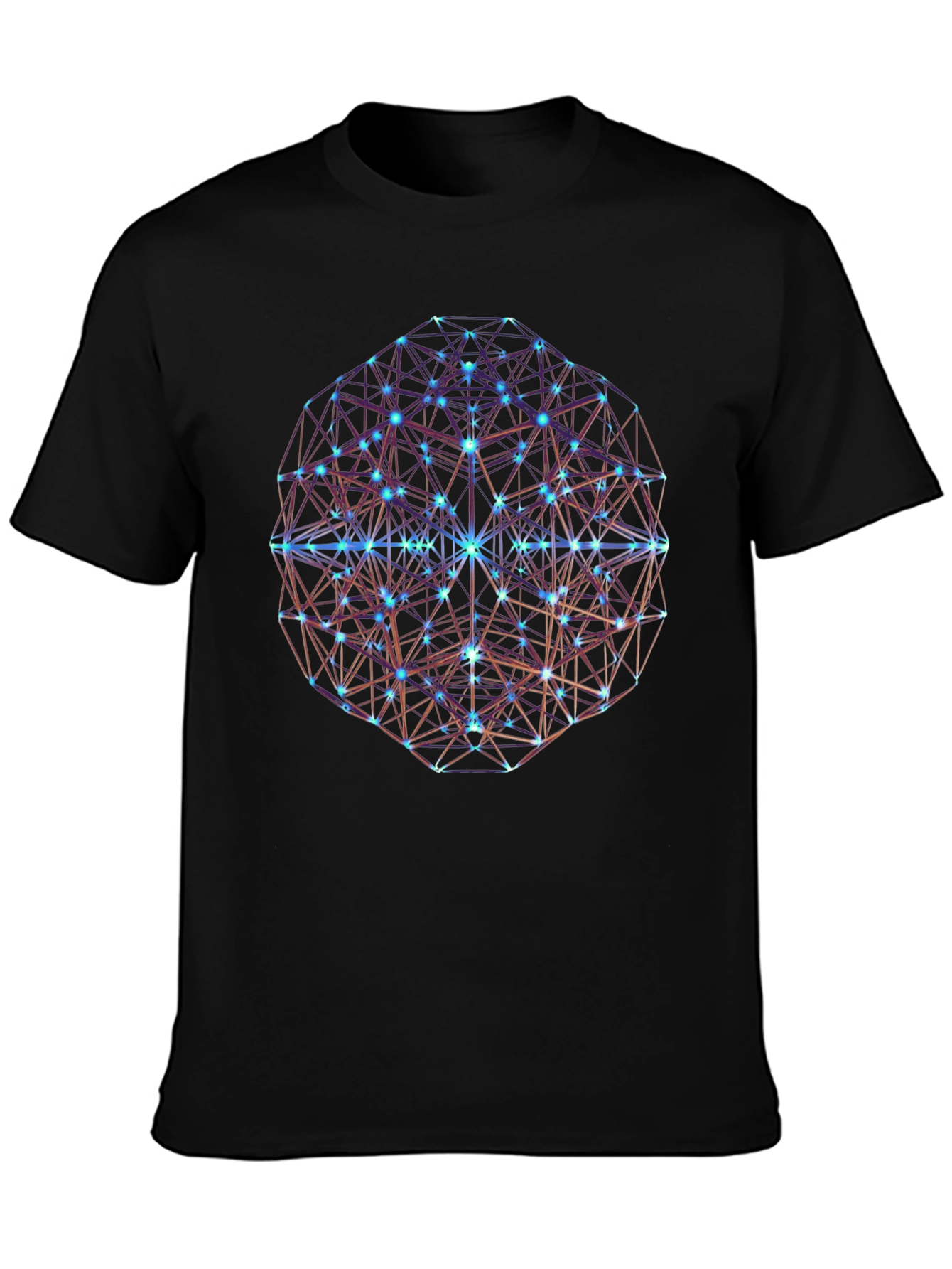 Black Geometric Sphere Graphic Print Black T-Shirt view 3