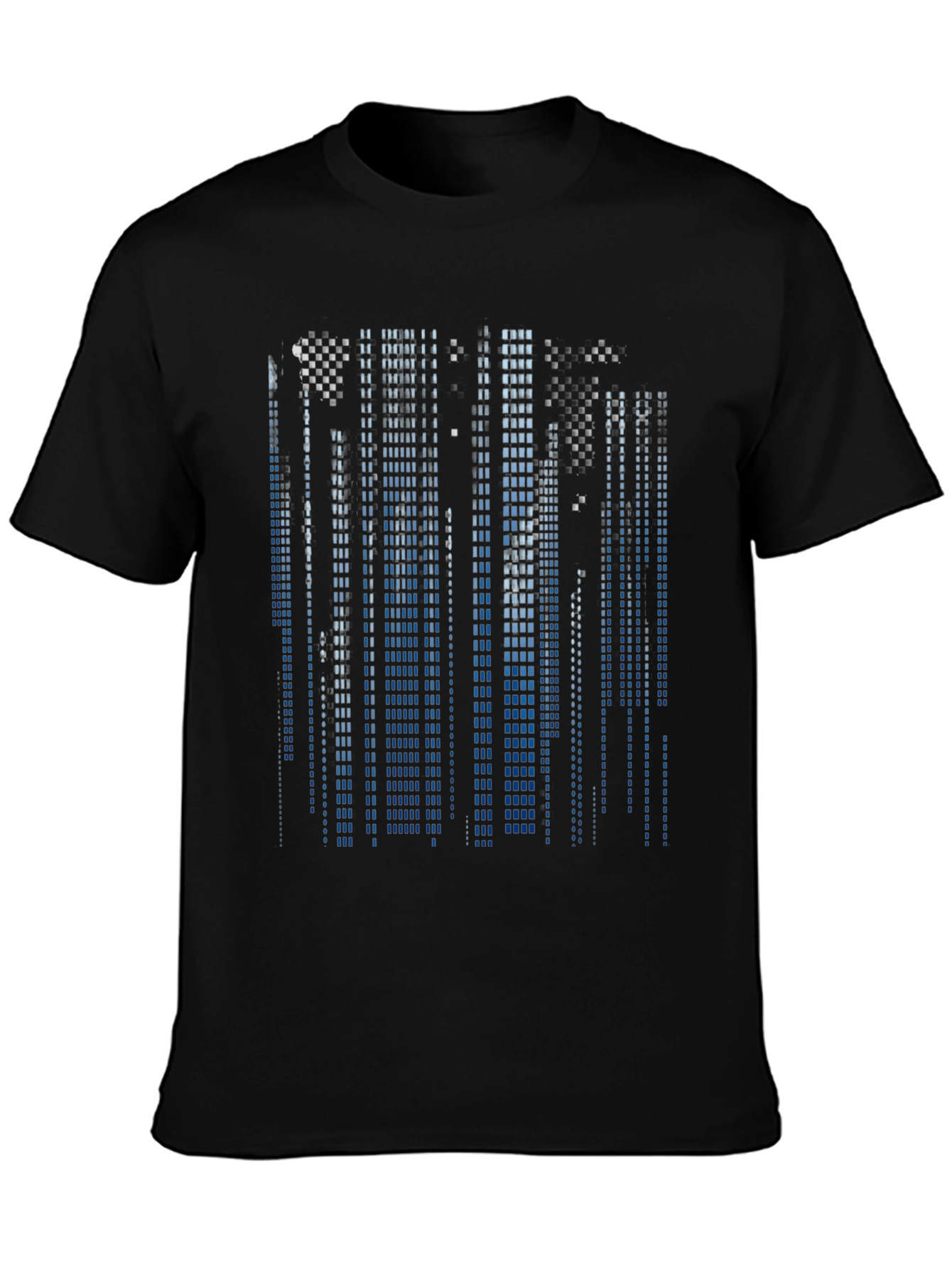 Black Pixelated Cityscape Graphic Tee - Black view 3