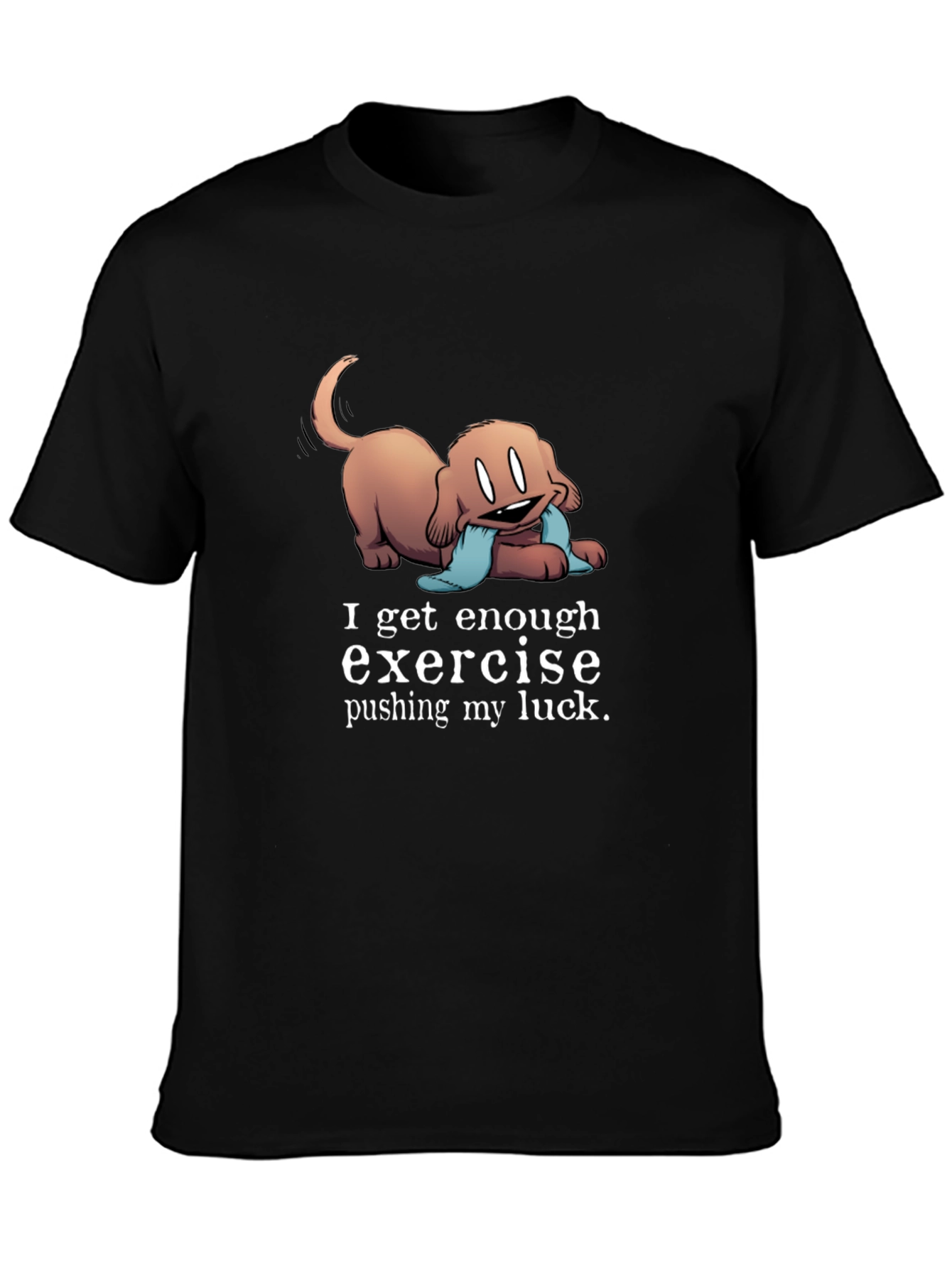 Black Funny Dog Exercise T-Shirt view 3