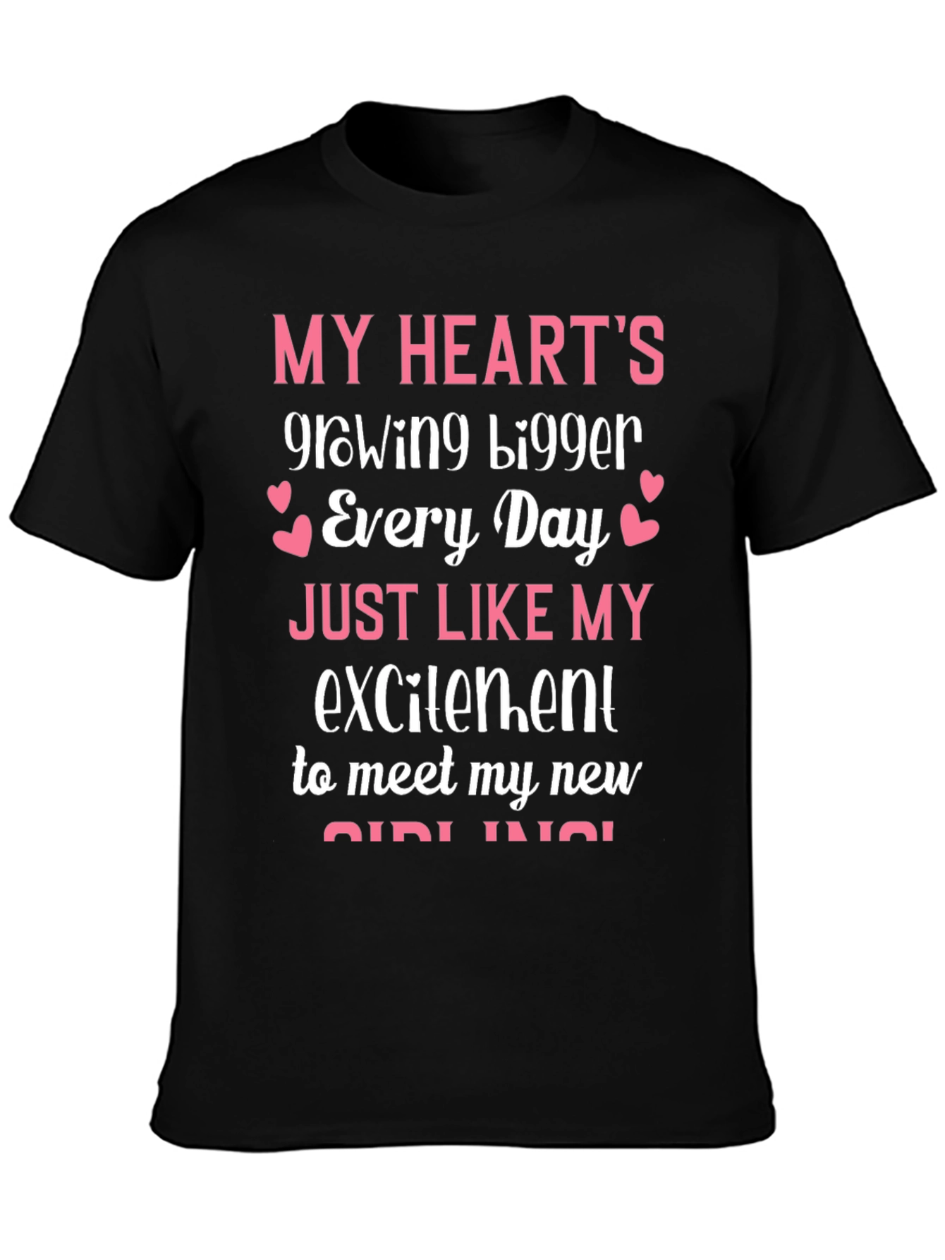 Black My Heart's Growing Bigger New Grandchild Unisex T-Shirt view 3
