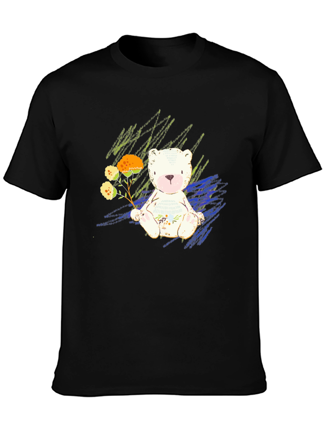 Black Cute Bear Graphic Tee - Soft Style view 3