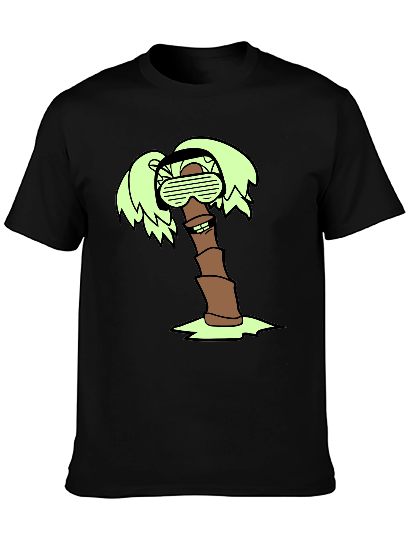 Black Cool Palm Tree Graphic T-Shirt view 3