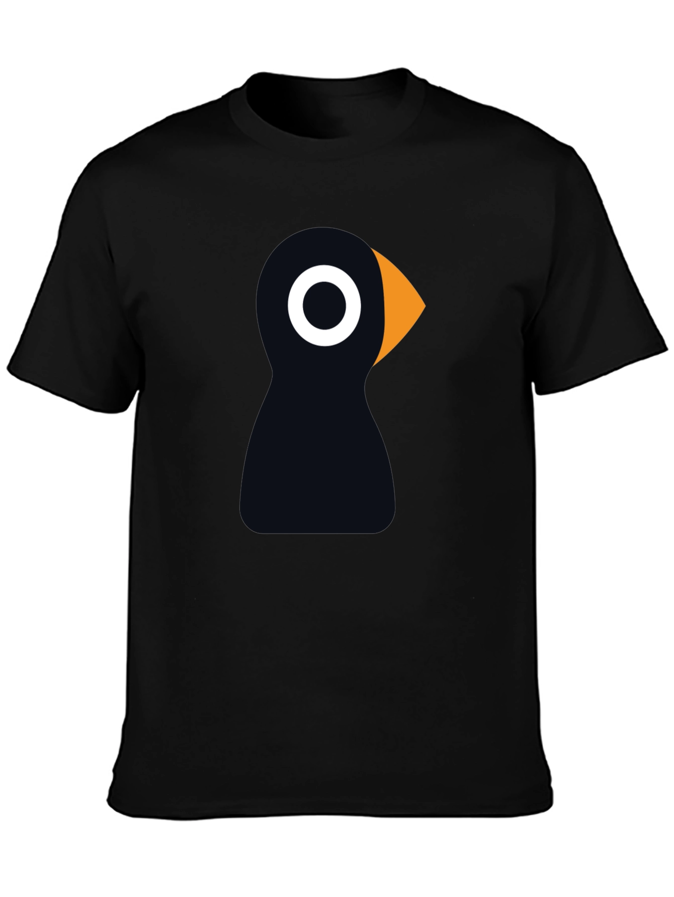 Black Puffin Bird Graphic Tee - Black Cotton T-Shirt view 3