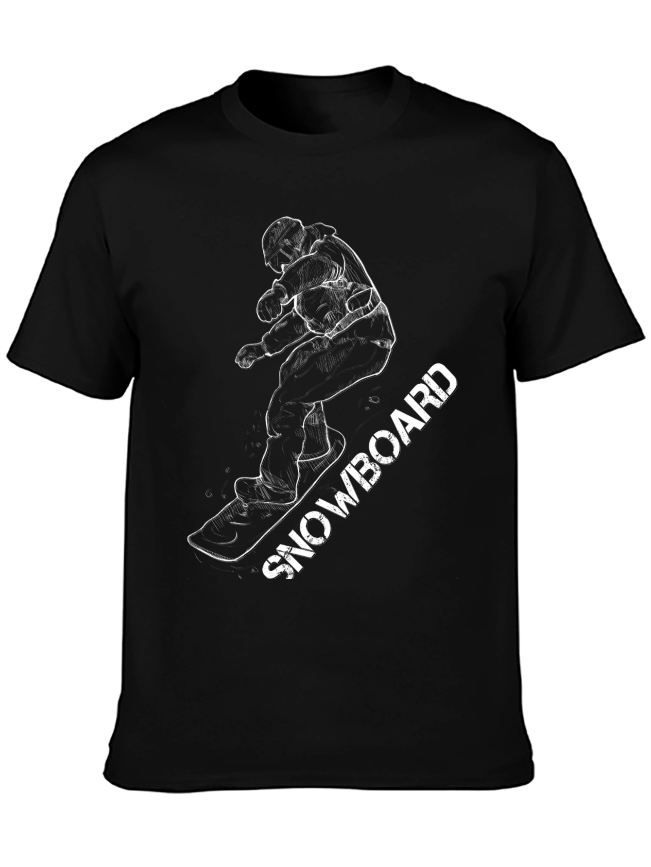 Black Cool Snowboarder Graphic Tee - Black Cotton Blend view 3