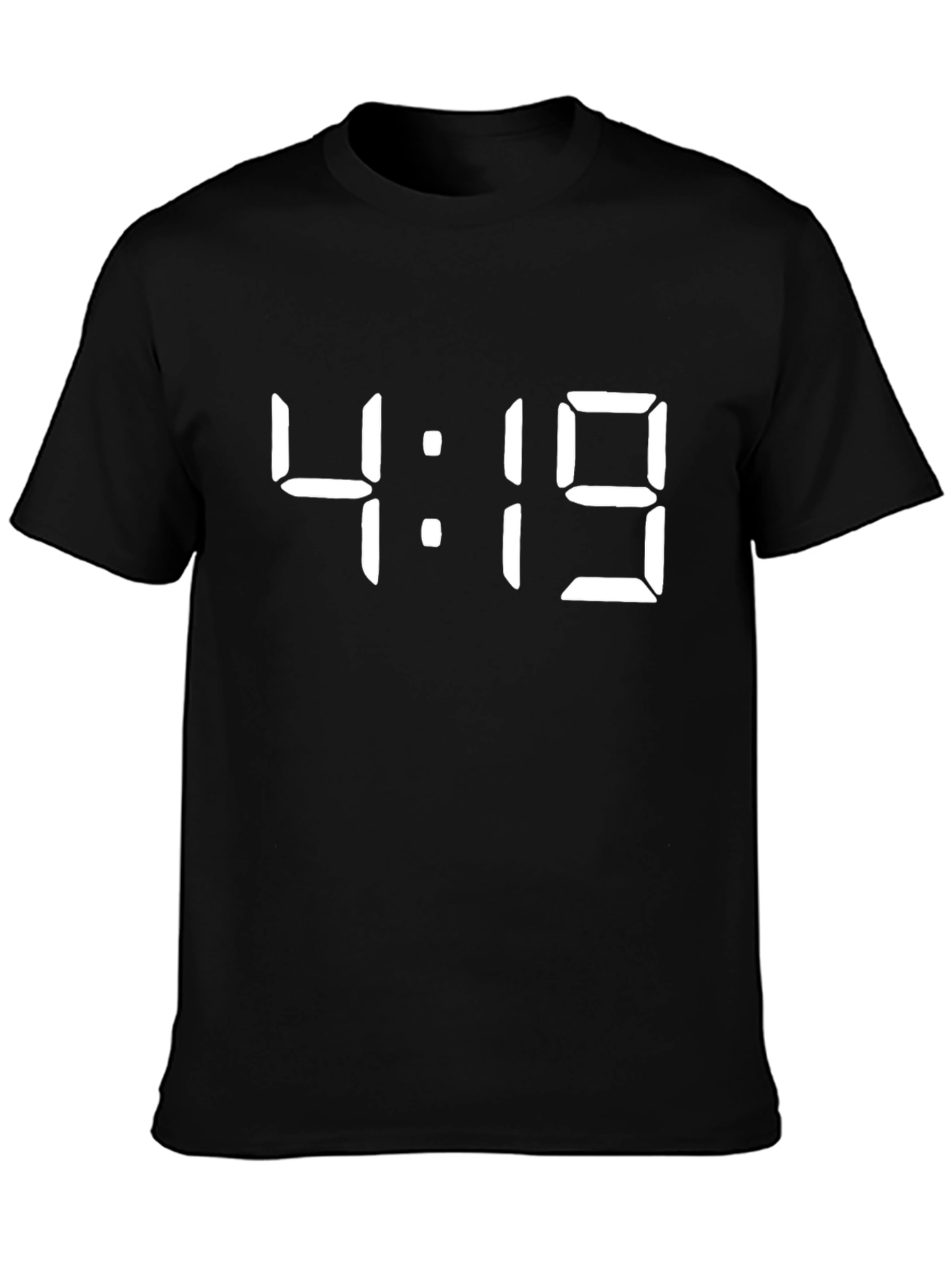 Black 4:19 Time Display T-Shirt - Cool Digital Clock Design view 3