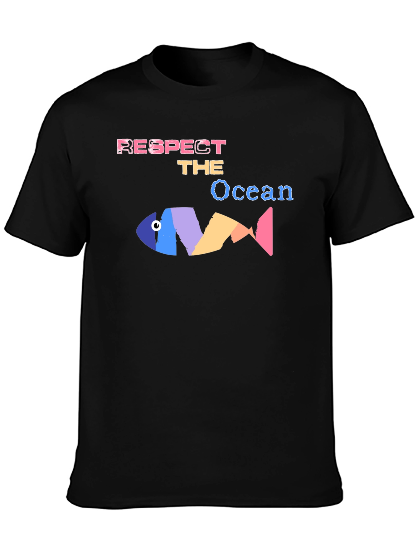 Black Respect the Ocean Graphic Tee - Black Cotton Blend view 3