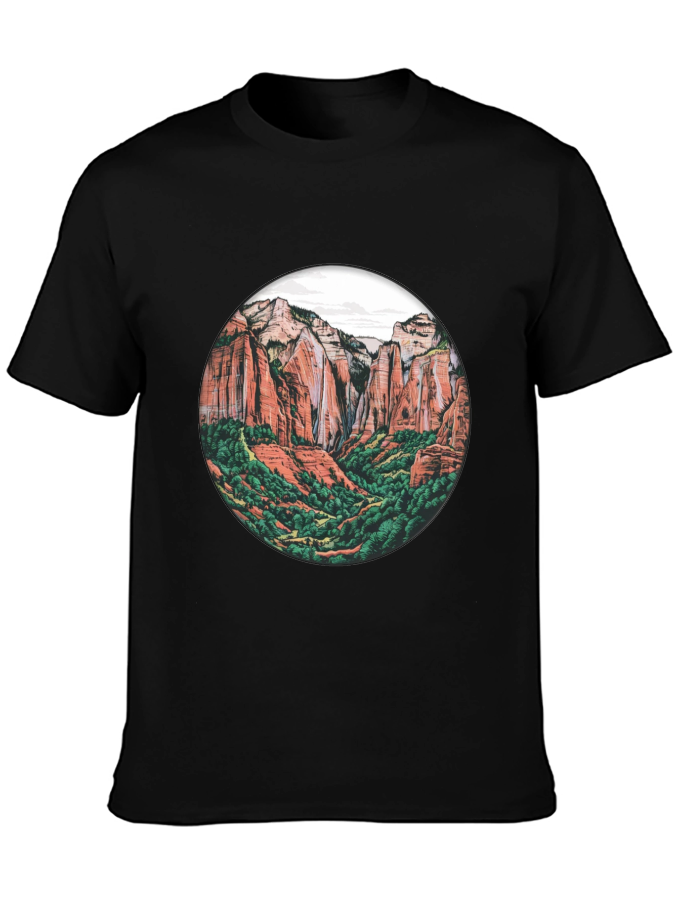Black Zion National Park Graphic Tee - Black Crew Neck T-Shirt view 3