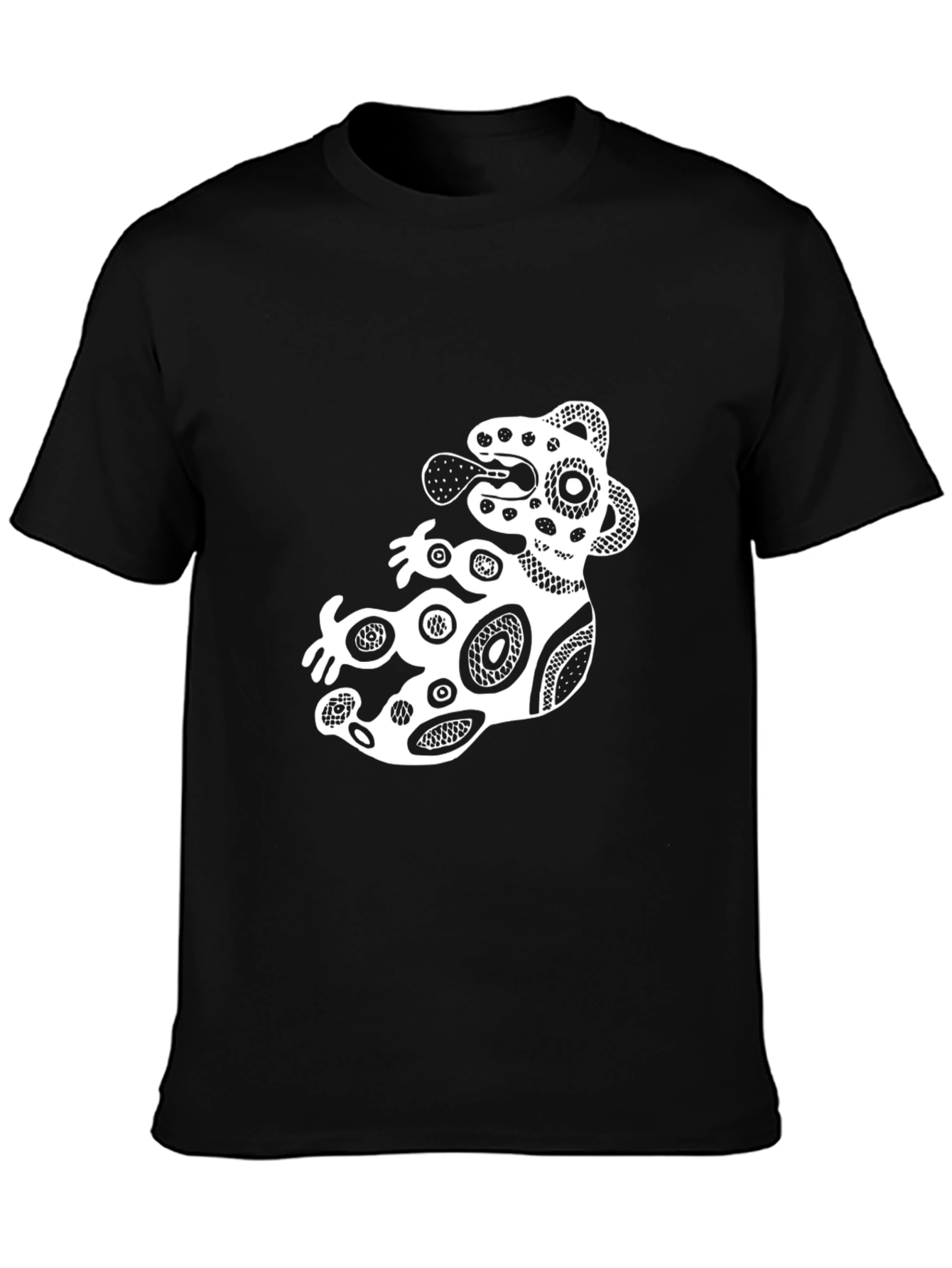 Black Stylish Black Graphic Tee - Abstract Design view 3