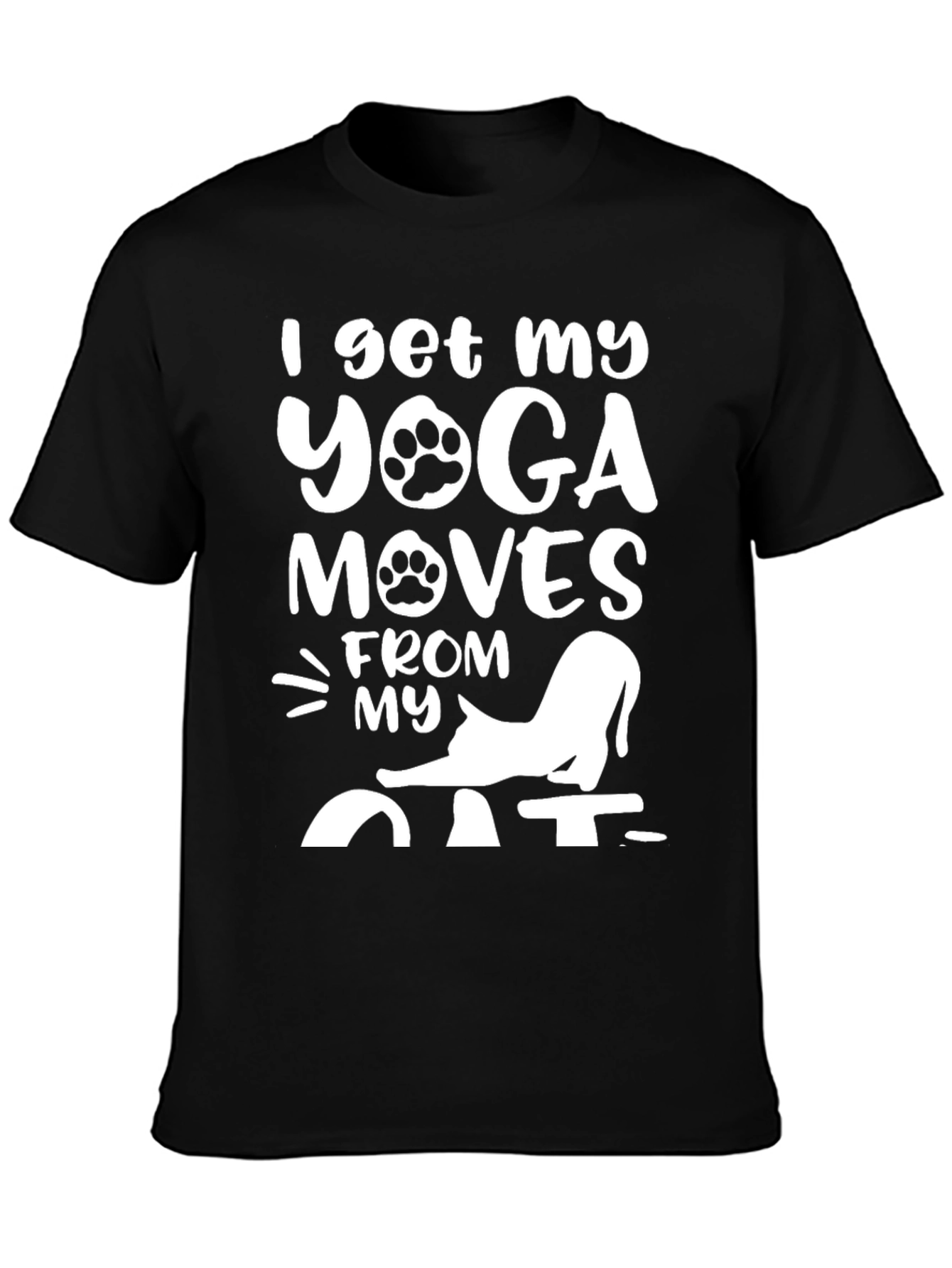 Black Yoga Moves Cat Graphic Tee - Black view 3