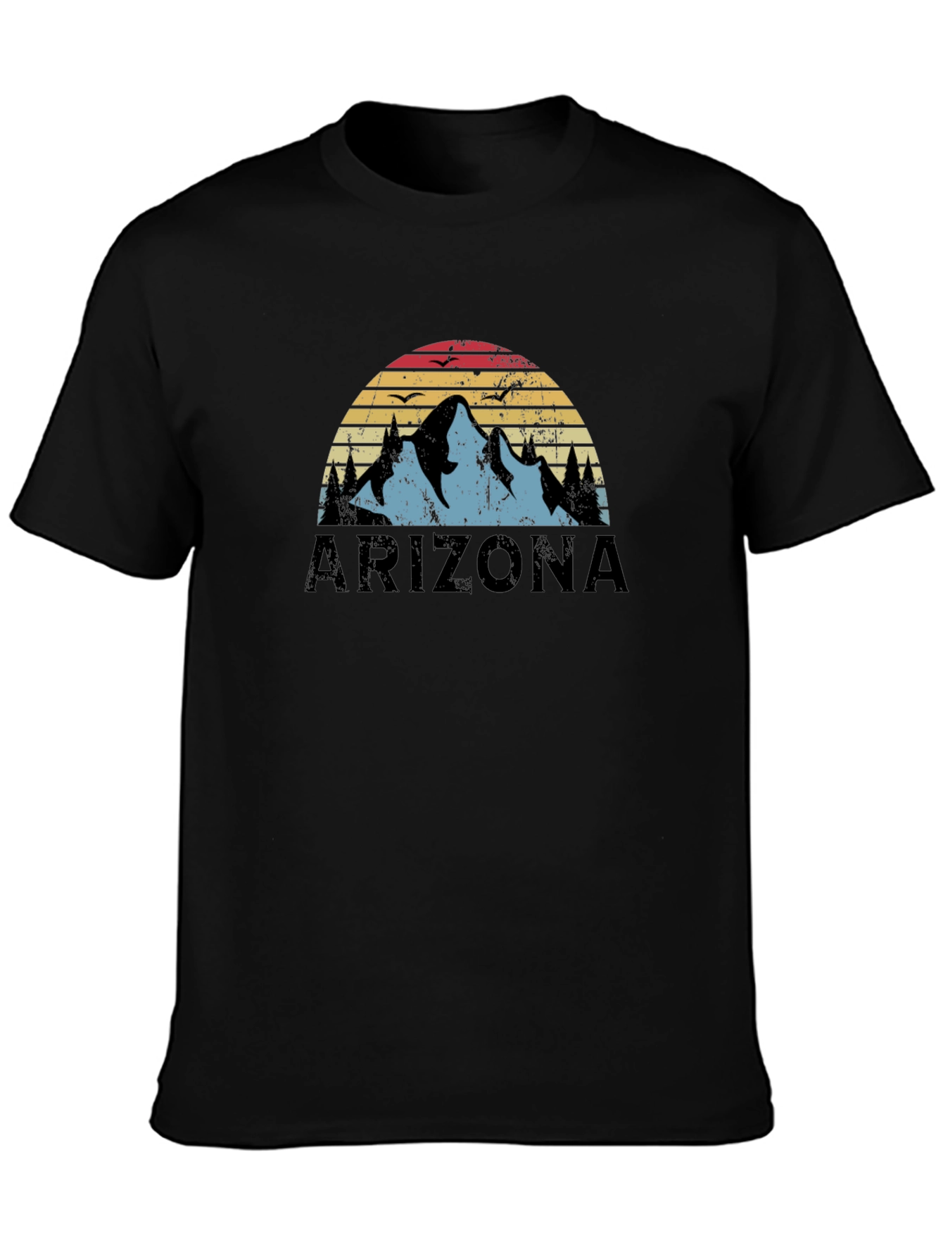 Black Arizona Mountain Sunset Graphic T-Shirt view 3