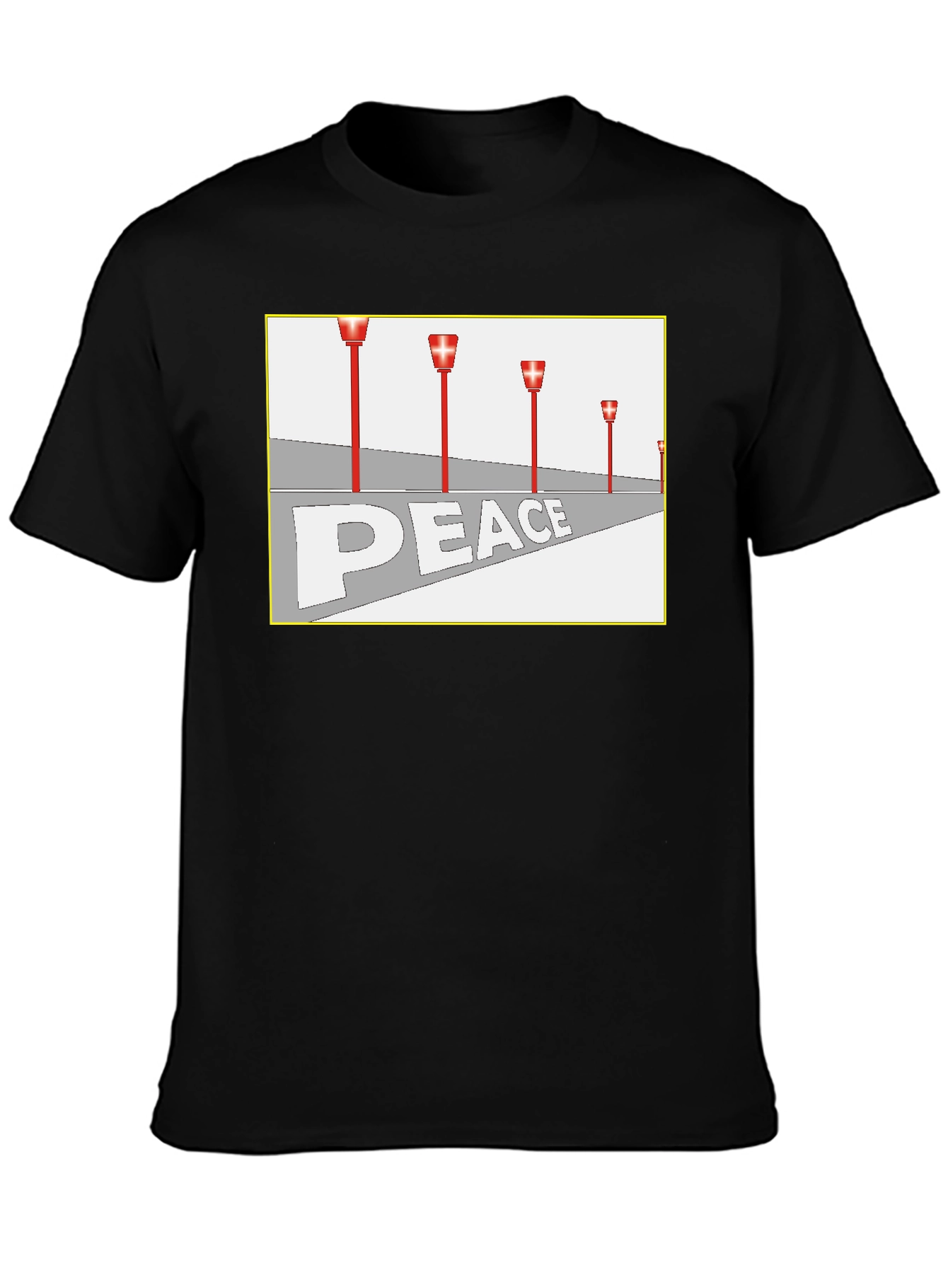 Black Peace Runway Graphic Tee - Black Cotton Blend view 3