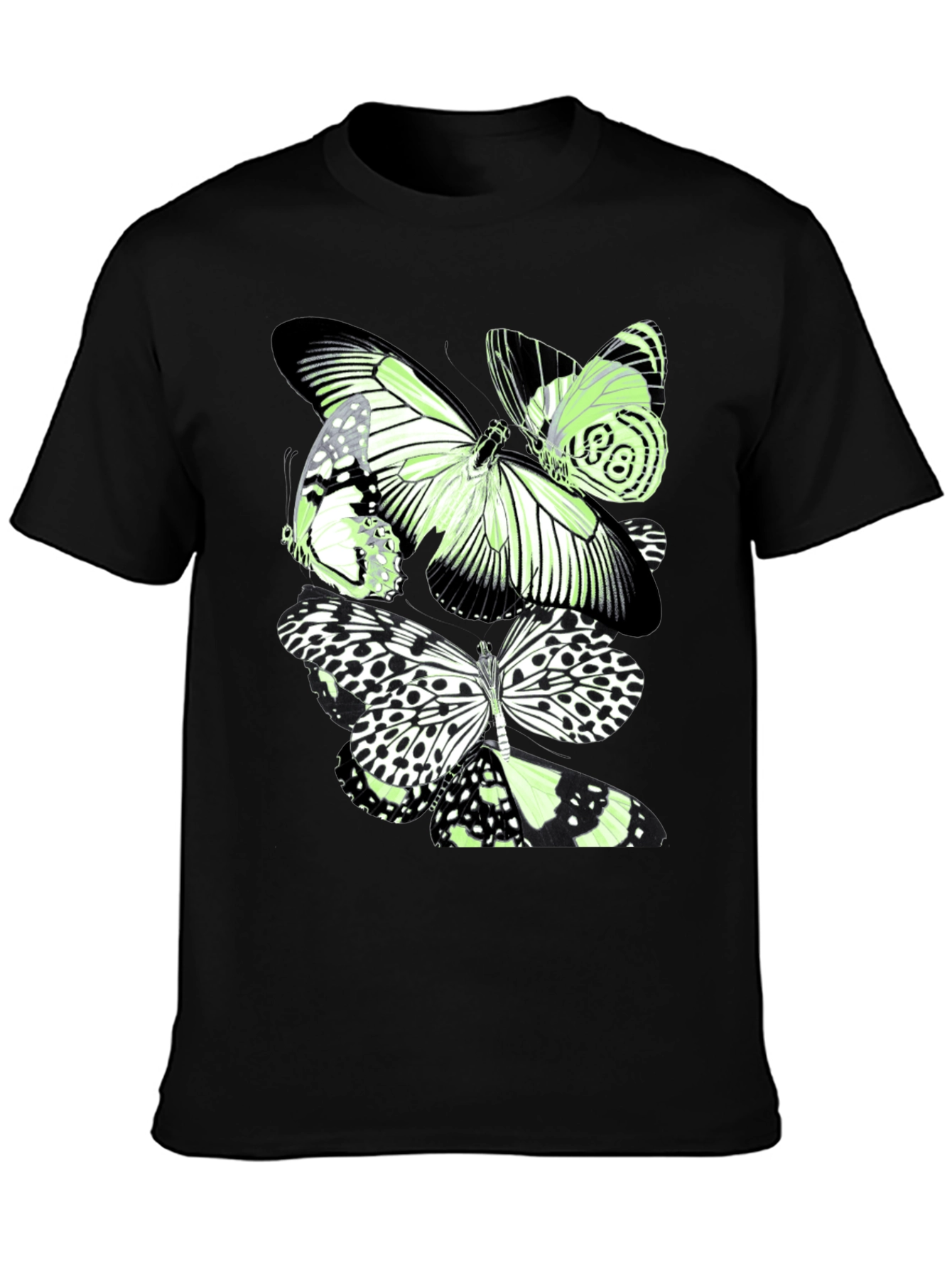 Black Butterfly Graphic Print Black T-Shirt view 3