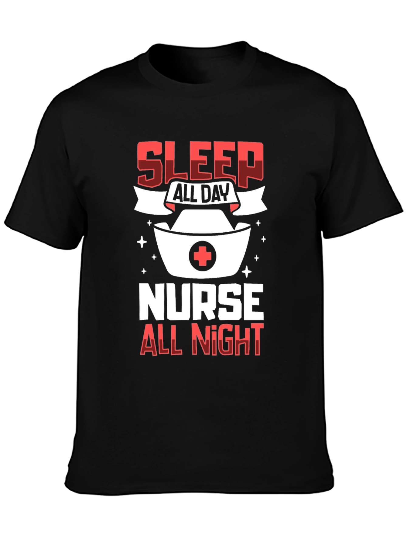 Black Sleep All Day Nurse All Night T-Shirt view 3