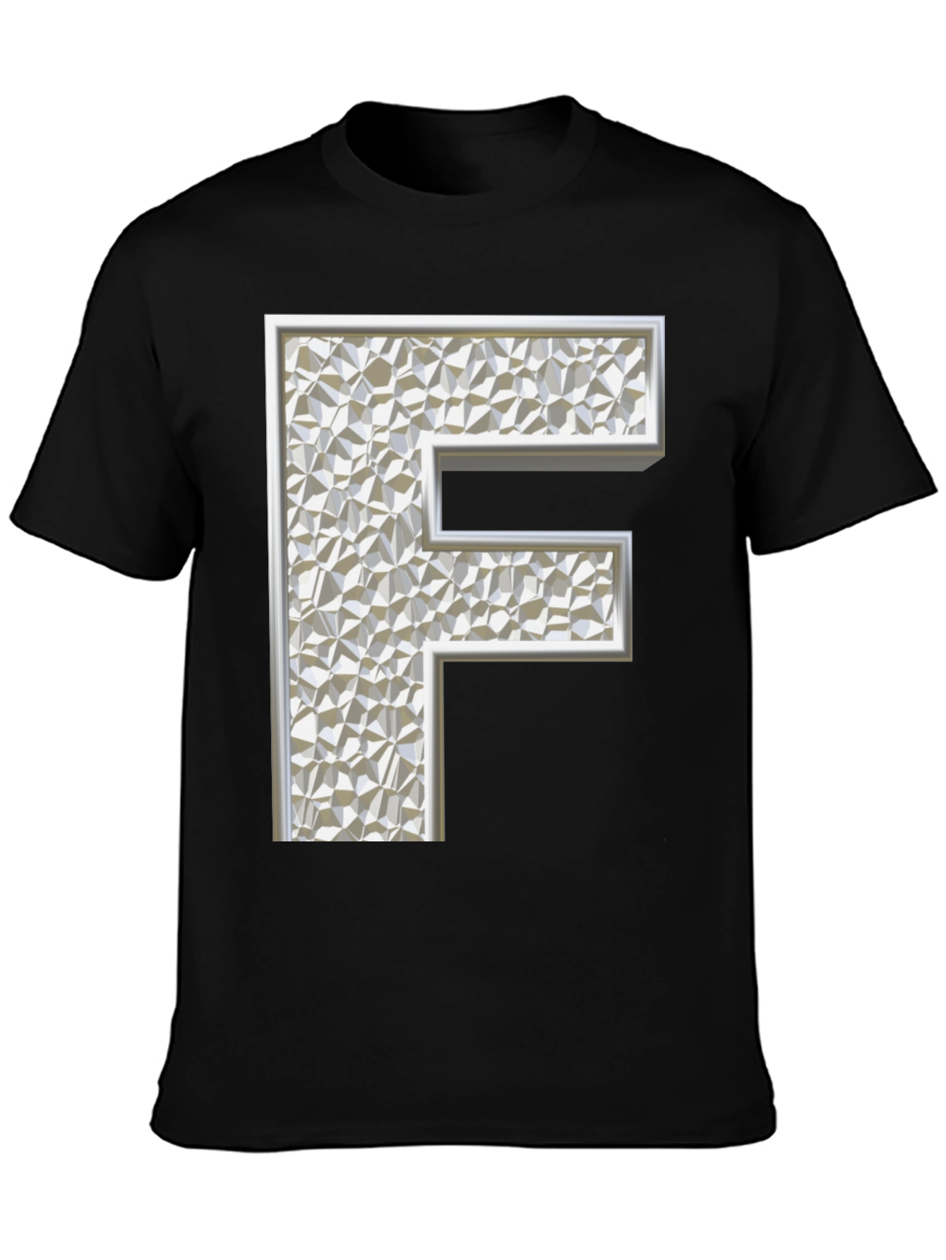Black Abstract Letter 'F' Graphic Black T-Shirt view 3