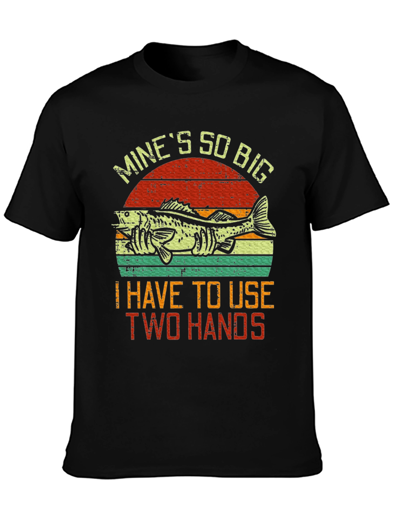 Black Funny Fishing T-Shirt - Mine's So Big! view 3