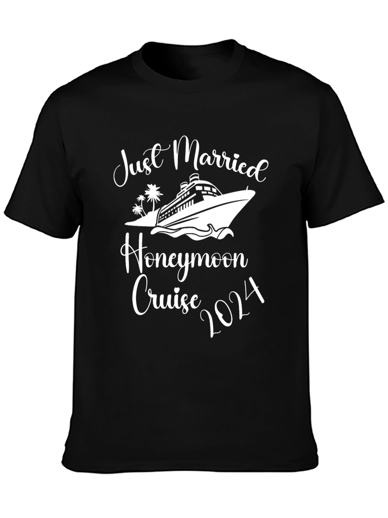 Black Just Married Honeymoon Cruise 2024 T-Shirt view 3