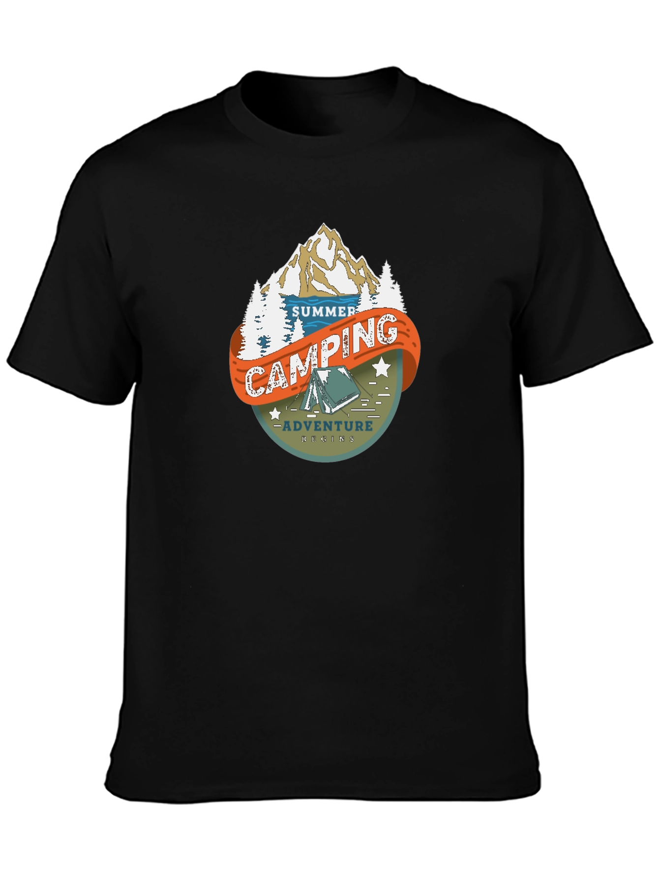 Black Summer Camping Adventure T-Shirt view 3