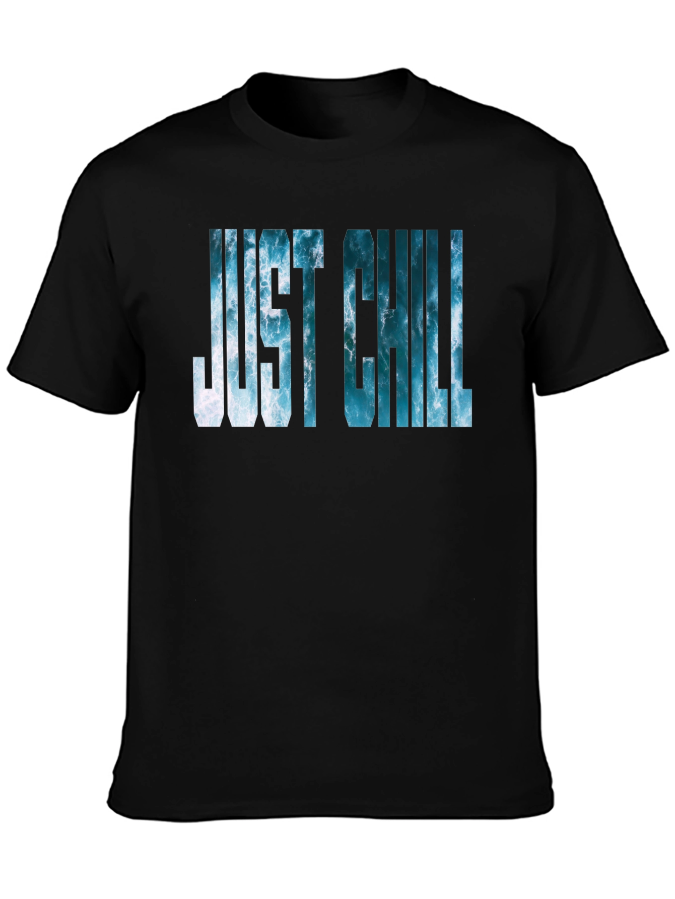 Black Just Chill Ocean Graphic Black T-Shirt view 3