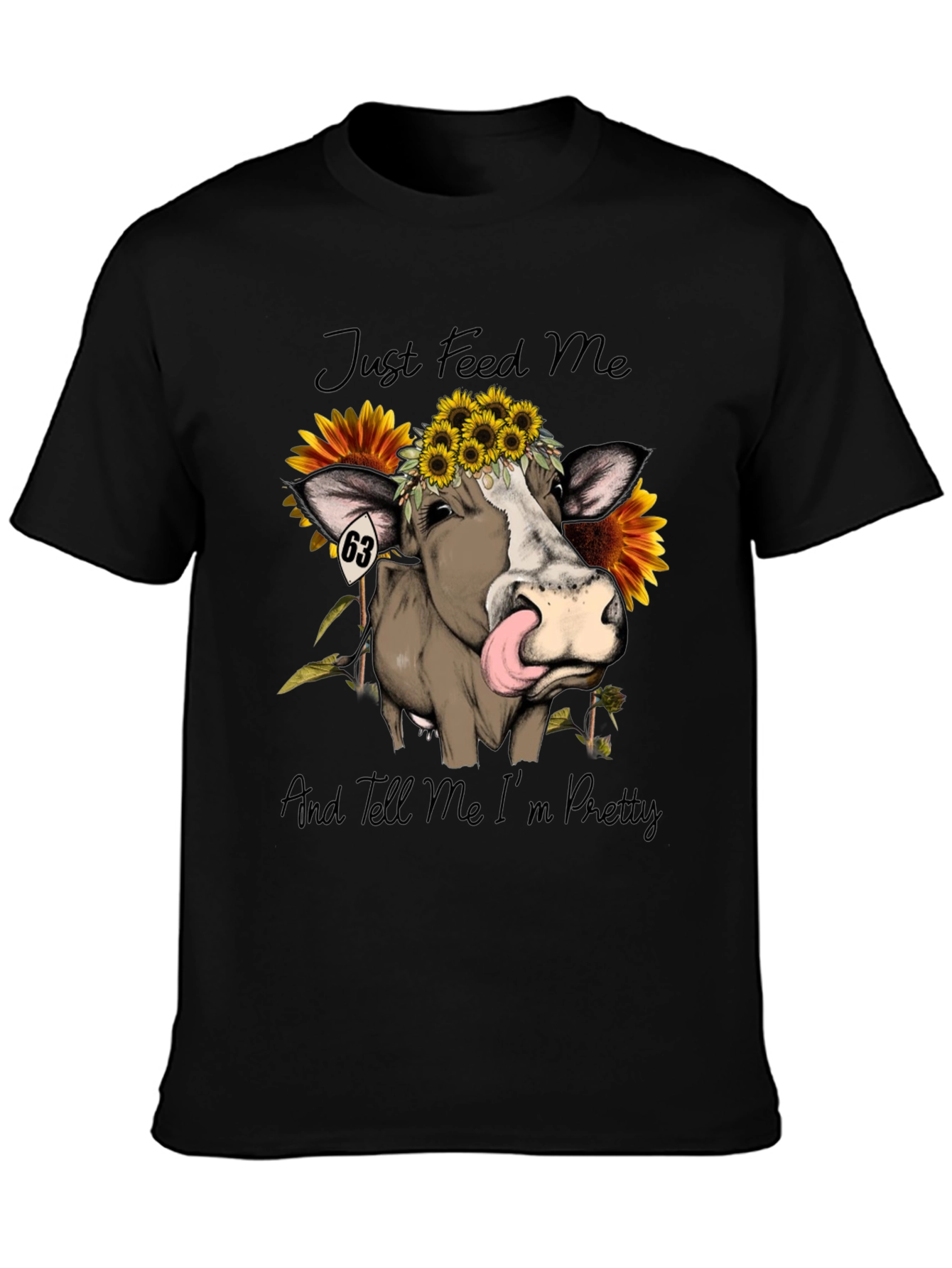Black Cow & Sunflower Graphic Tee - Just Feed Me! view 3