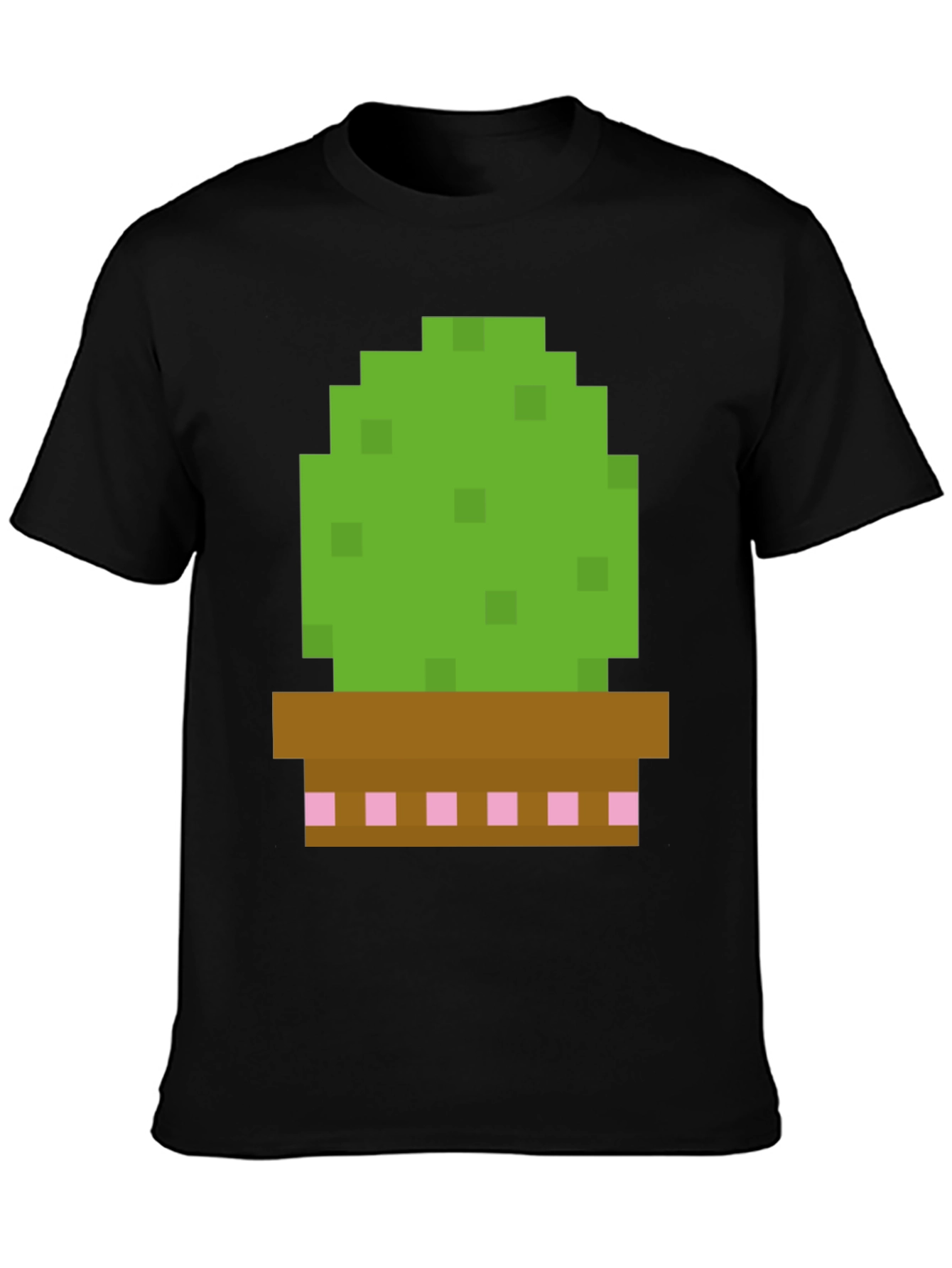 Black Pixel Cactus Graphic Tee - Gamer Style Shirt view 3