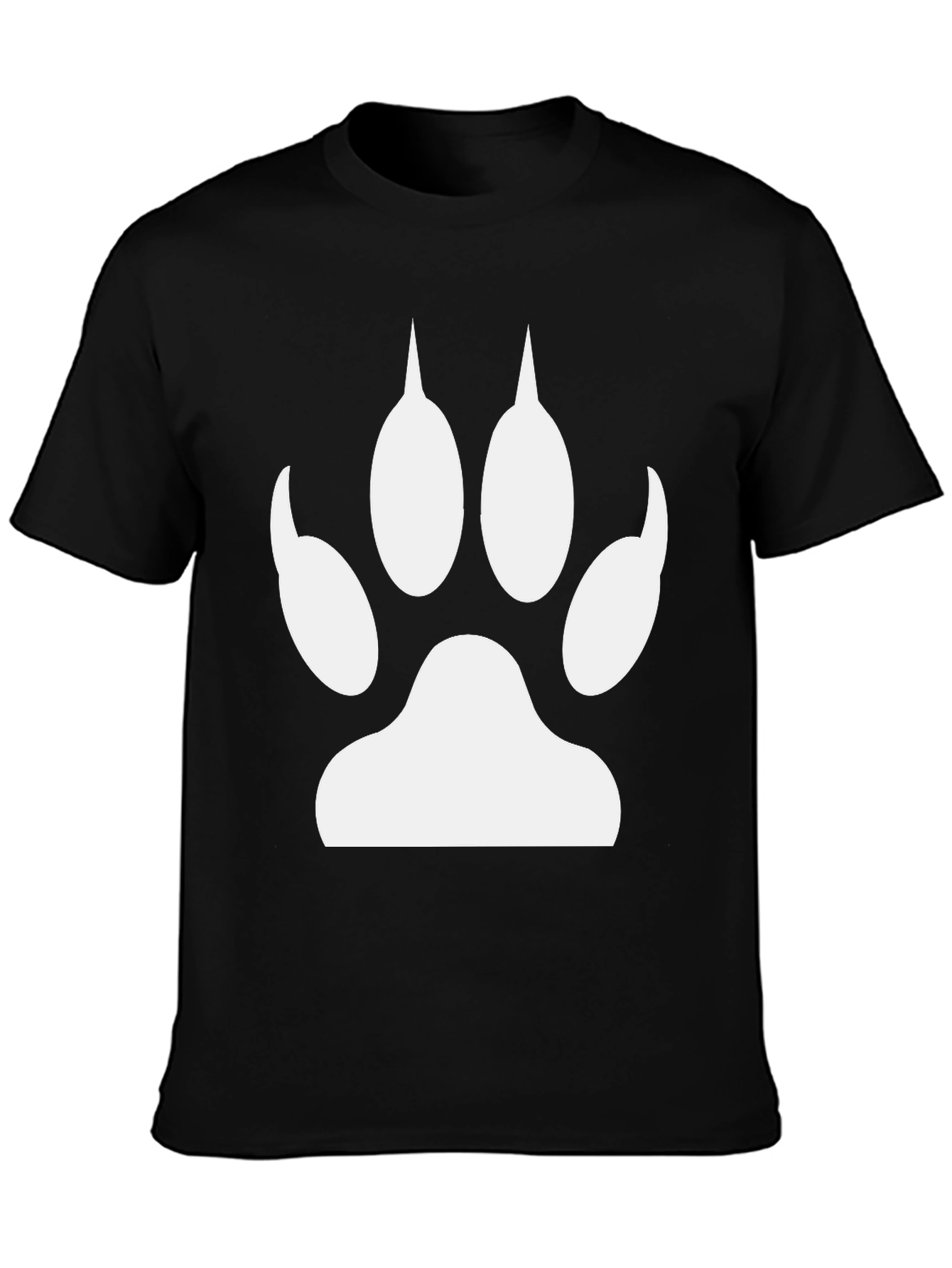 Black Black T-Shirt with White Animal Paw Print view 3