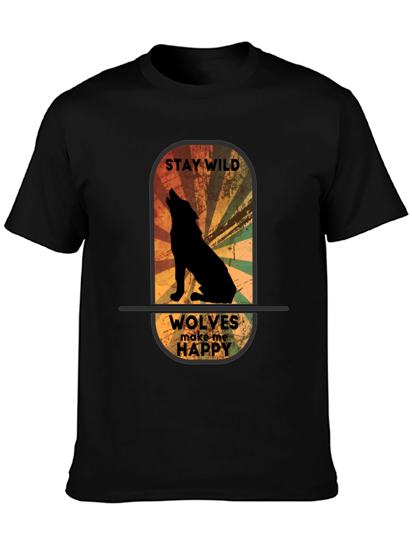 Black Stay Wild Wolves T-Shirt - Nature Lover Apparel view 3
