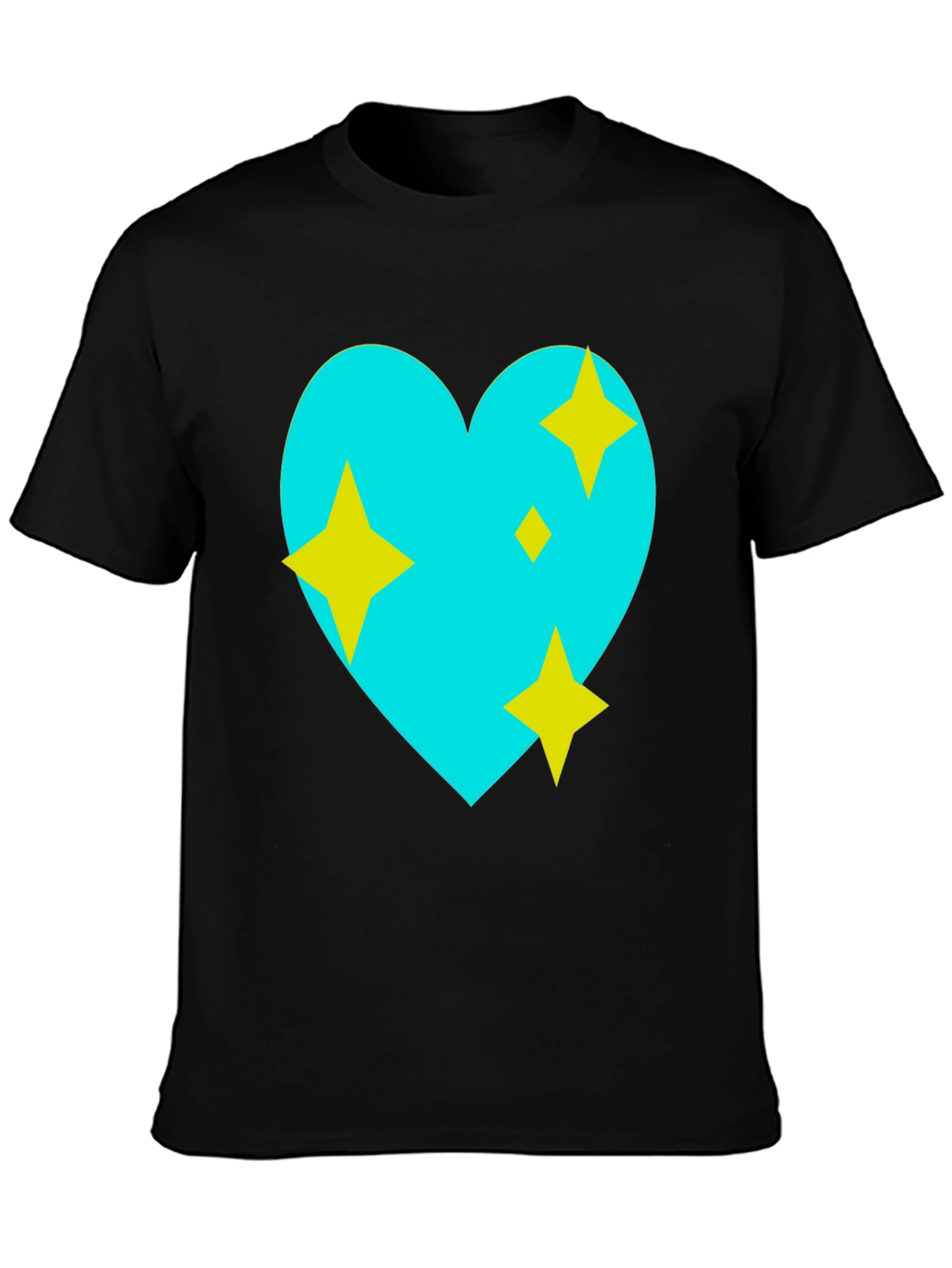 Black Sparkling Heart Graphic Tee - Black Cotton Blend view 3