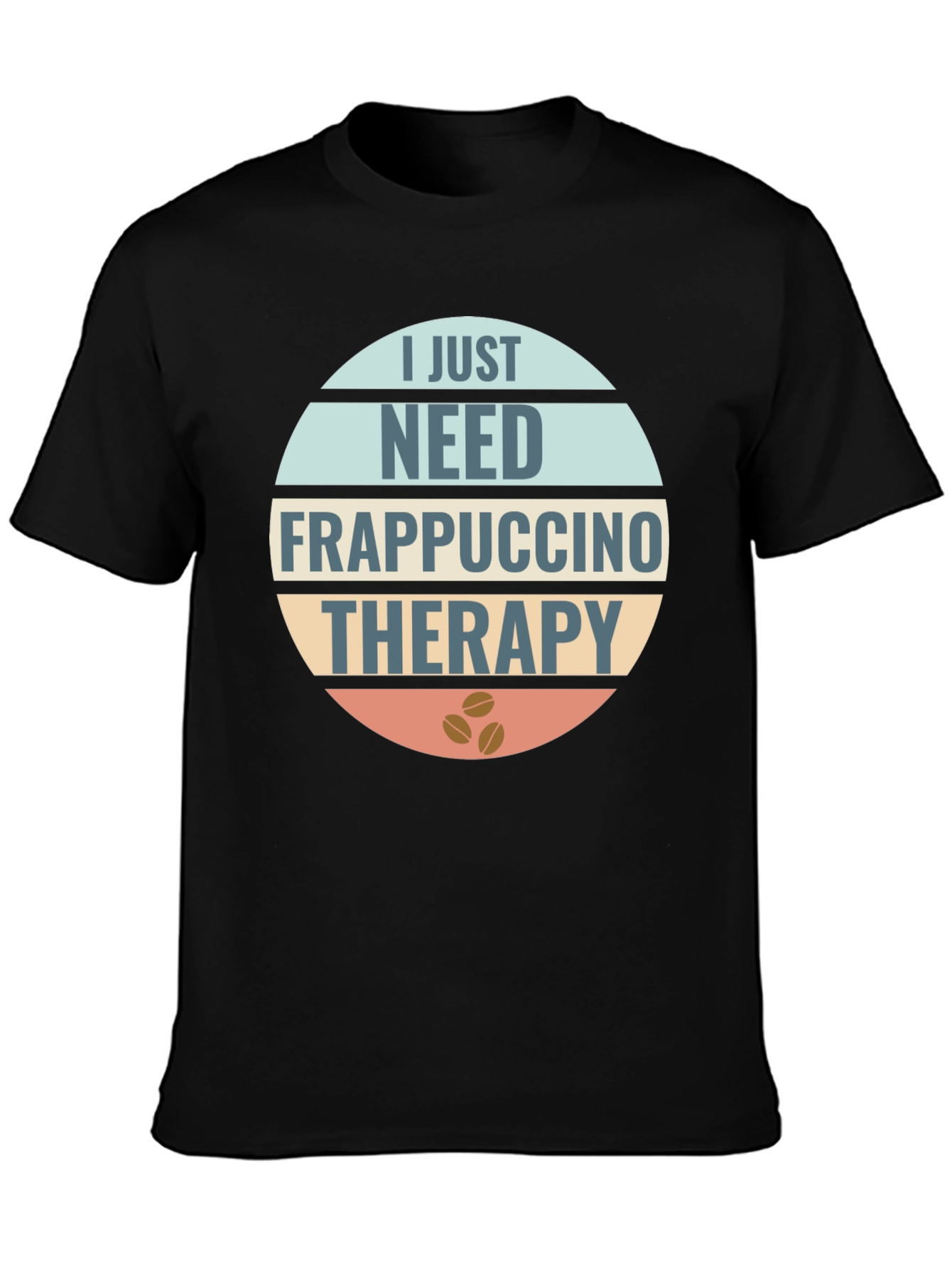 Black Frappuccino Therapy T-Shirt: Coffee Lover's Apparel view 3