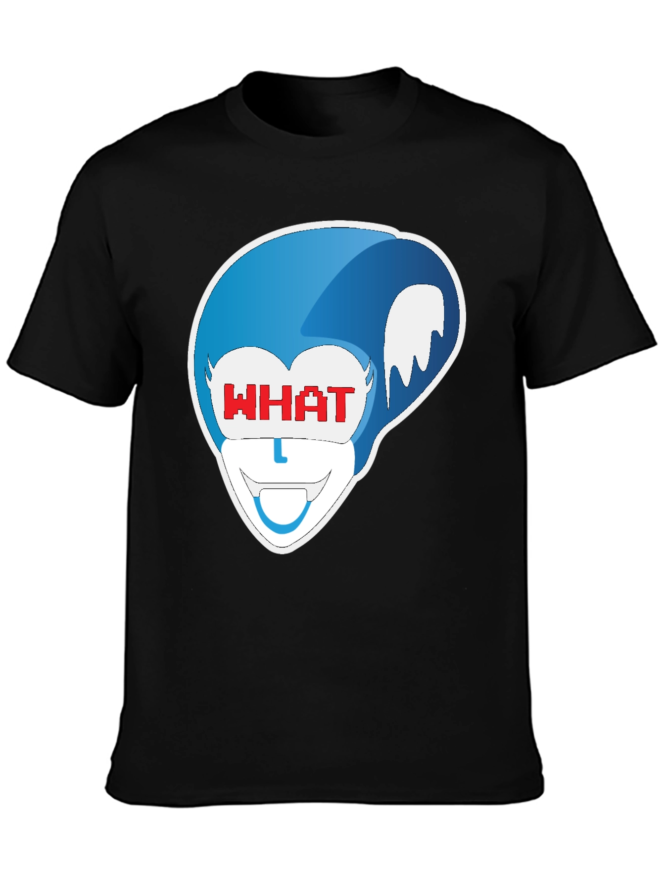 Black Blue Cartoon Character Graphic Black T-Shirt view 3