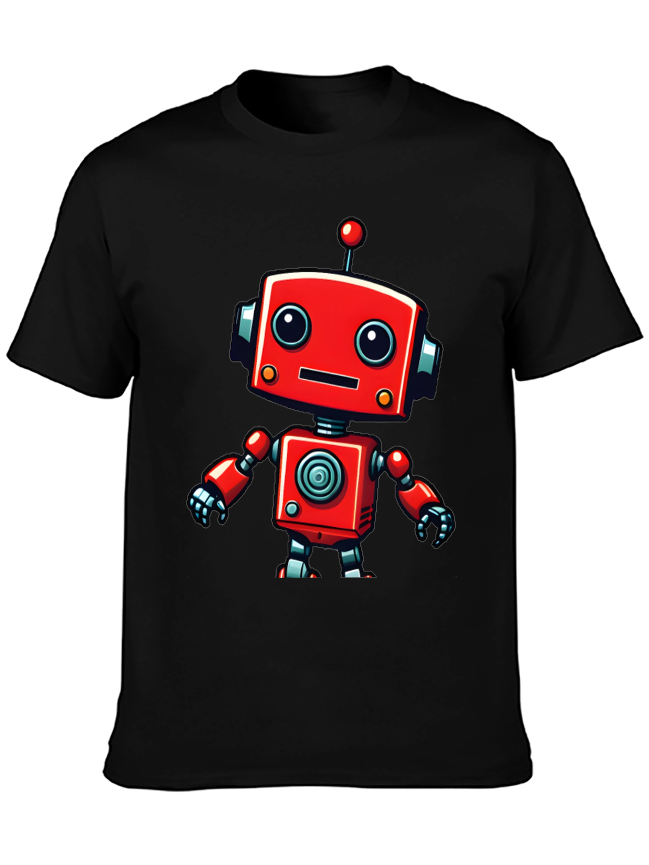 Black Cute Robot Graphic Tee - Fun & Stylish Black T-Shirt view 3