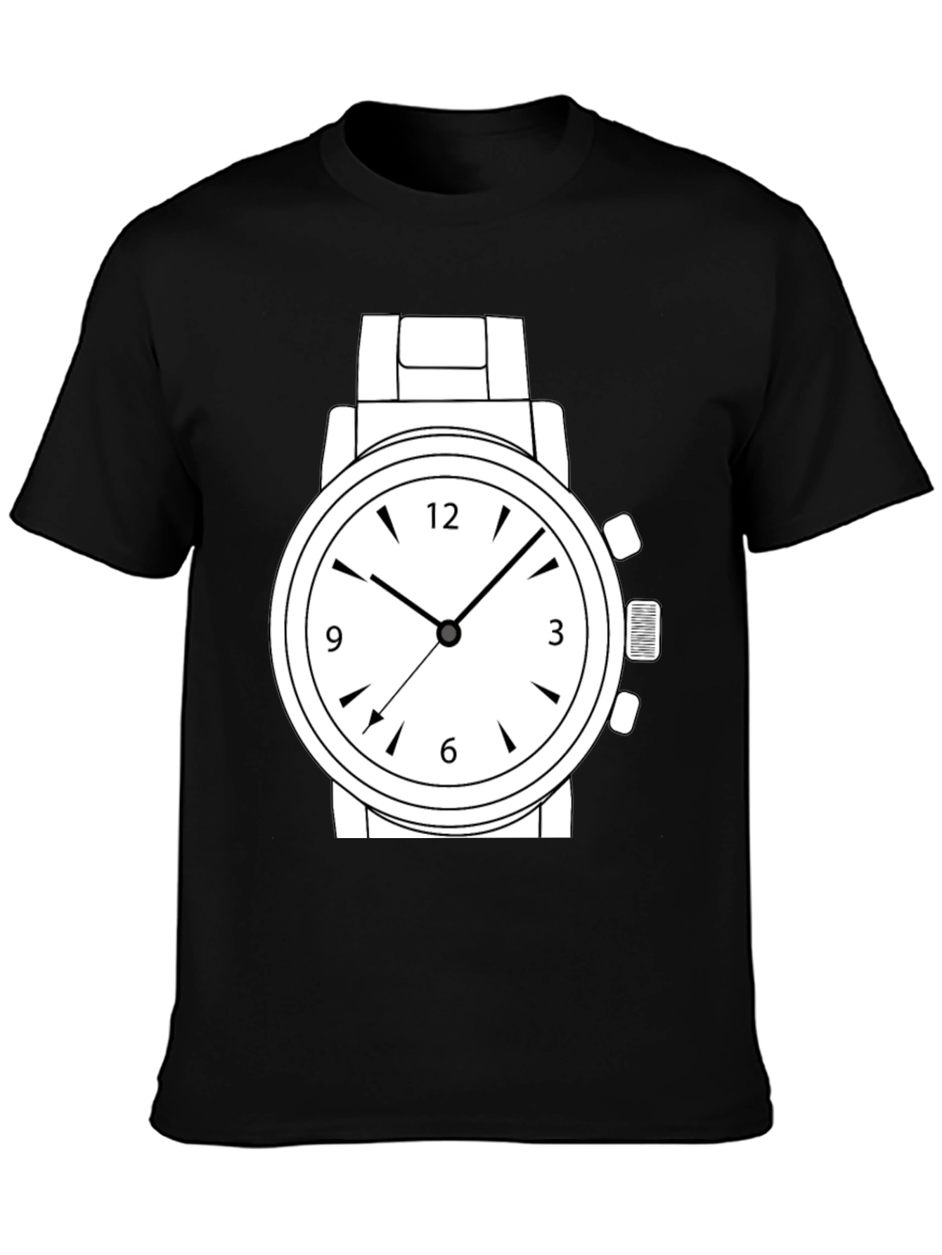 Black Men's Graphic T-Shirt - Watch Design view 3