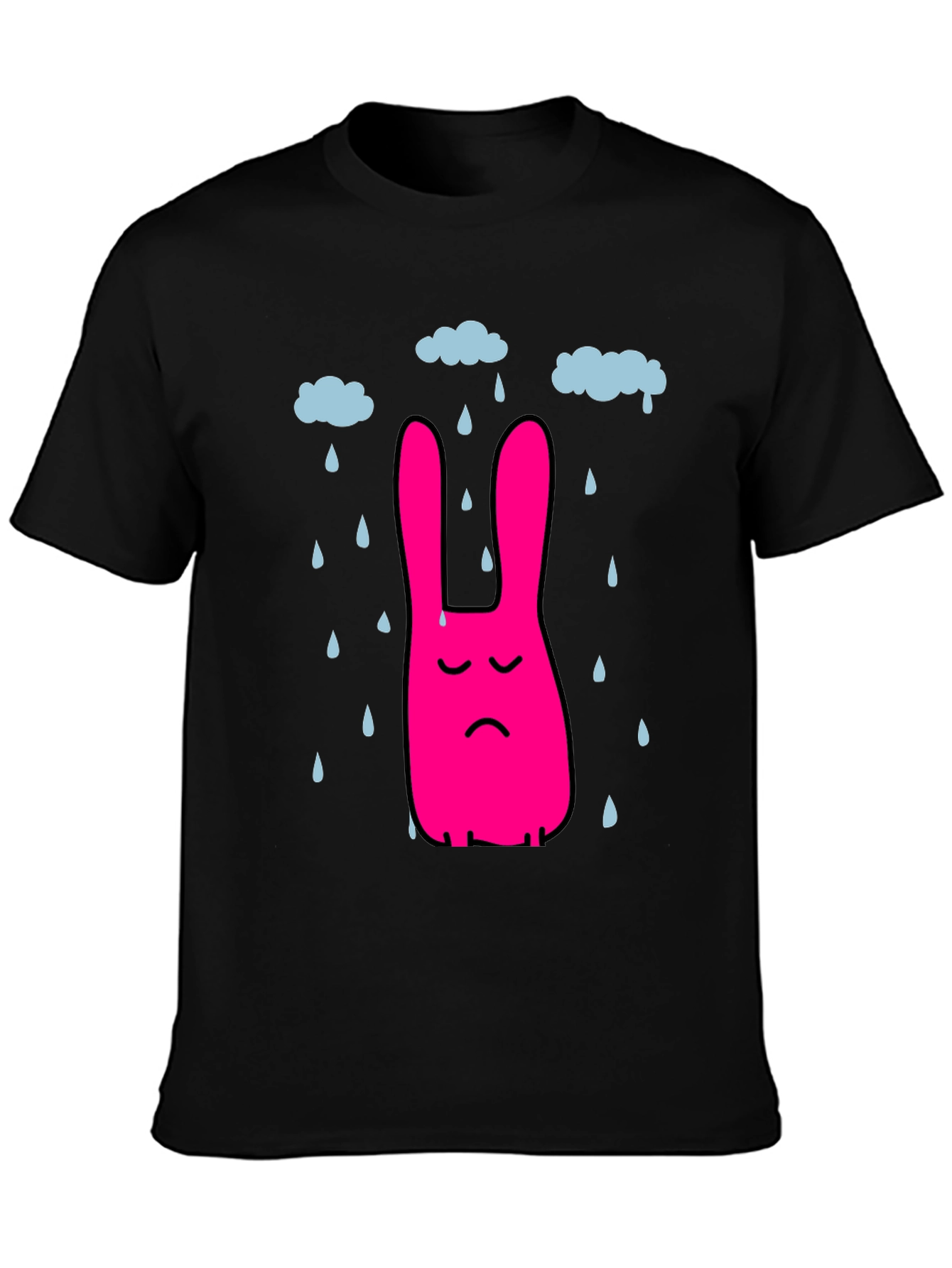 Black Sad Bunny Rain Cloud Black T-Shirt view 3