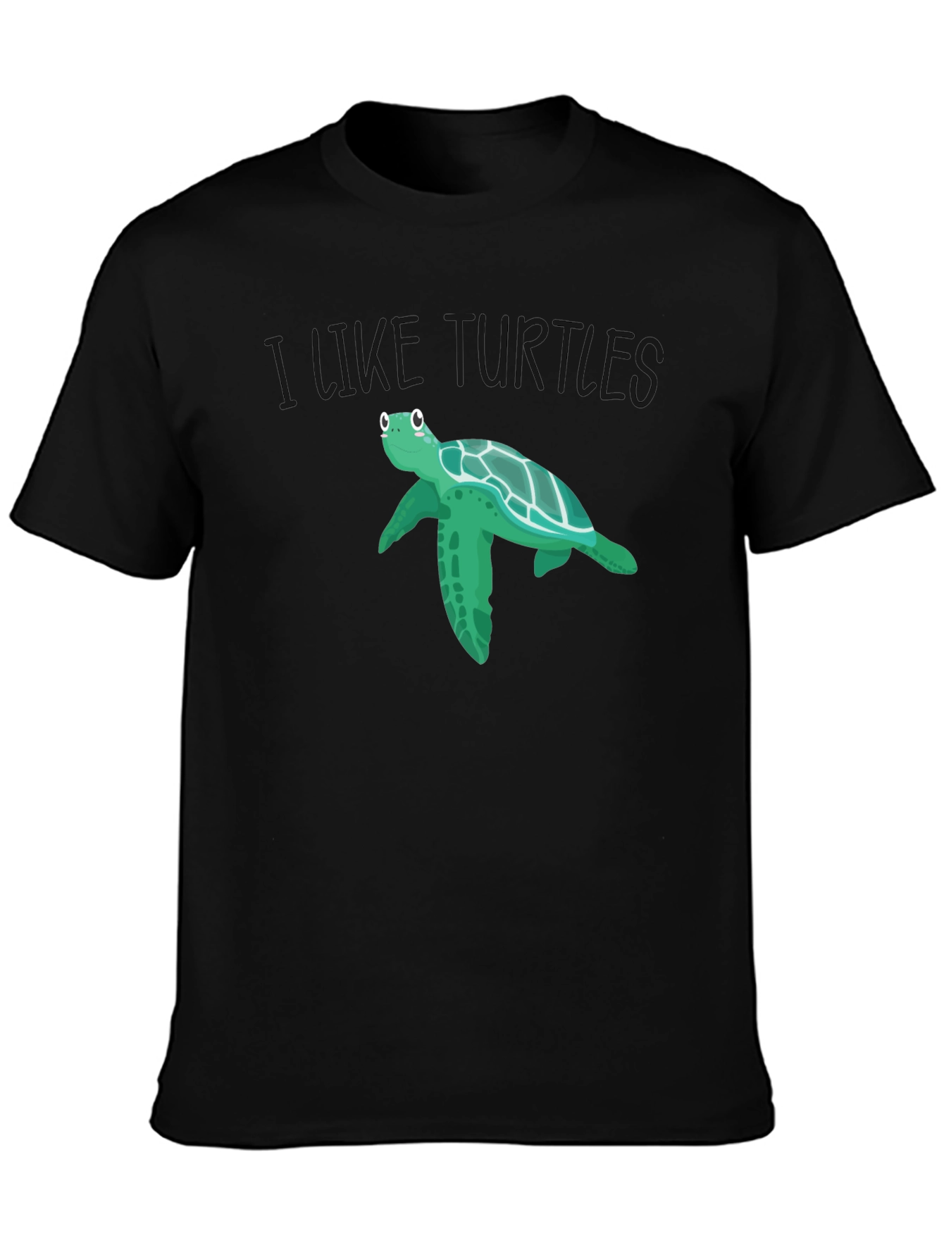 Black I Like Turtles Graphic T-Shirt view 3