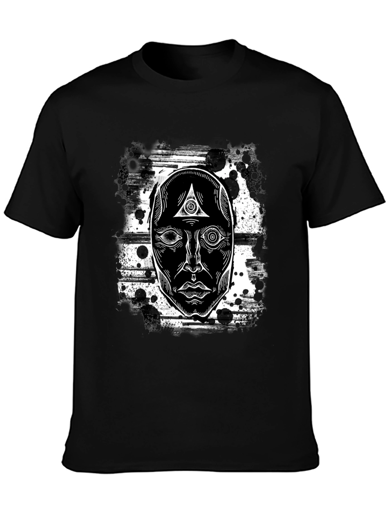 Black Mystic Face Graphic Black T-Shirt - Unique Design view 3