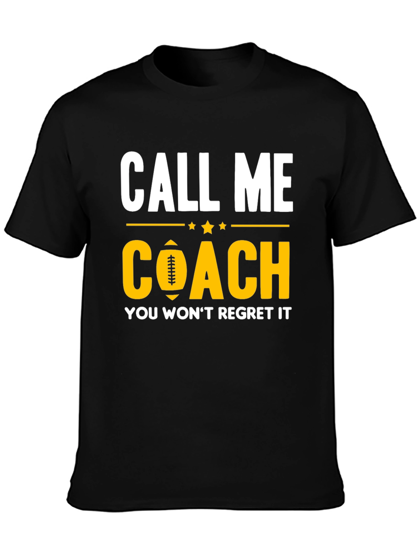 Black Call Me Coach T-Shirt - Football Design view 3