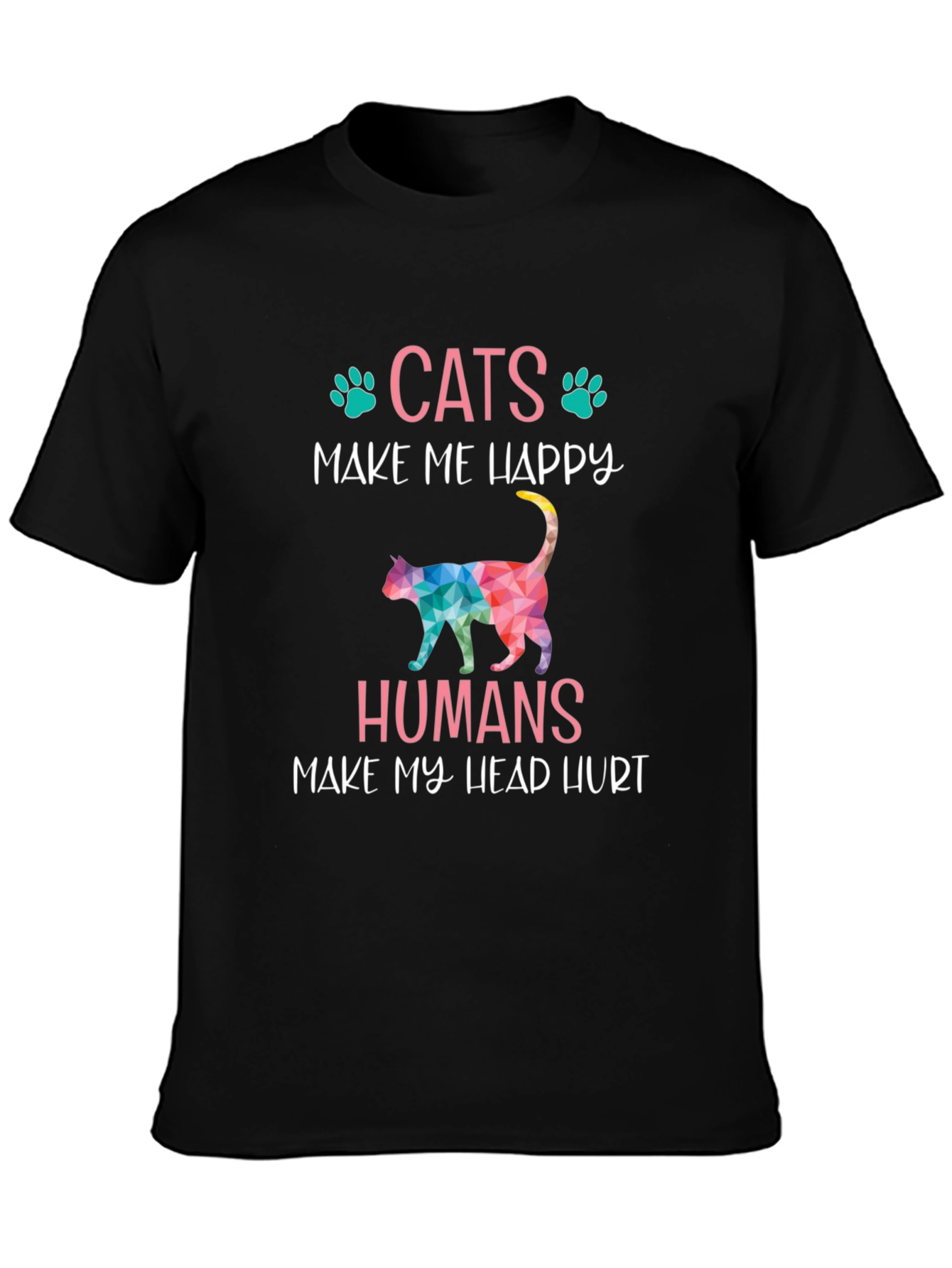 Black Cats Make Me Happy T-Shirt view 3