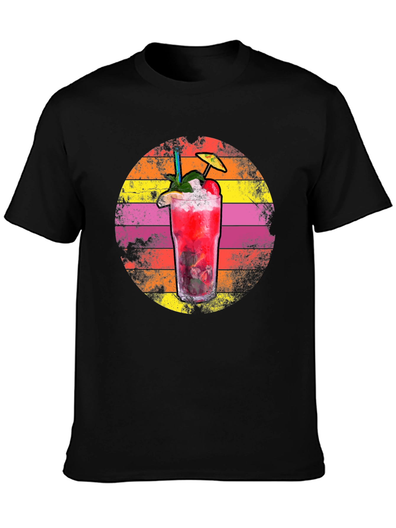 Black Retro Cocktail Graphic Tee - Summer Vibes view 3