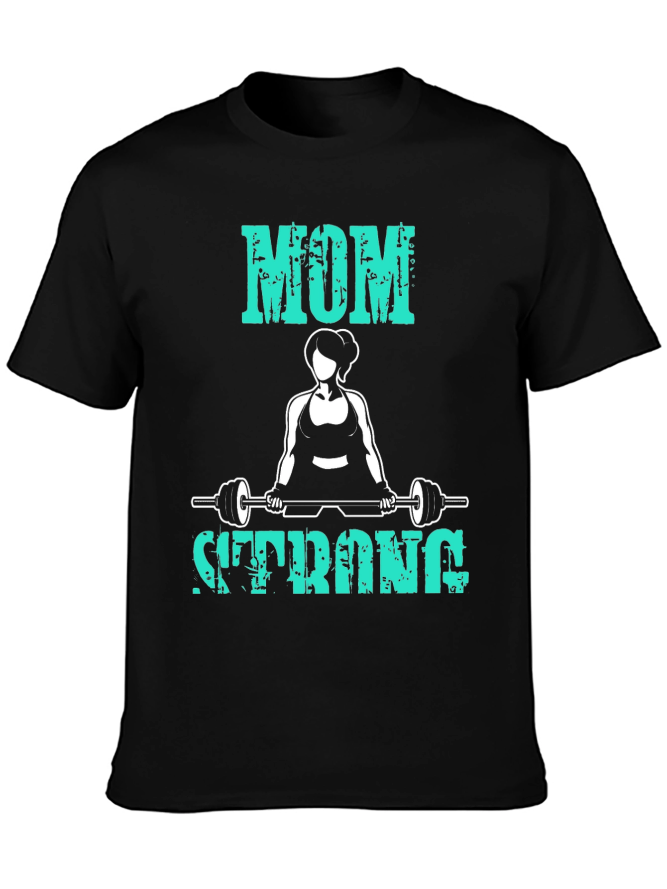Black Mom Strong T-Shirt - Fitness Workout Tee view 3