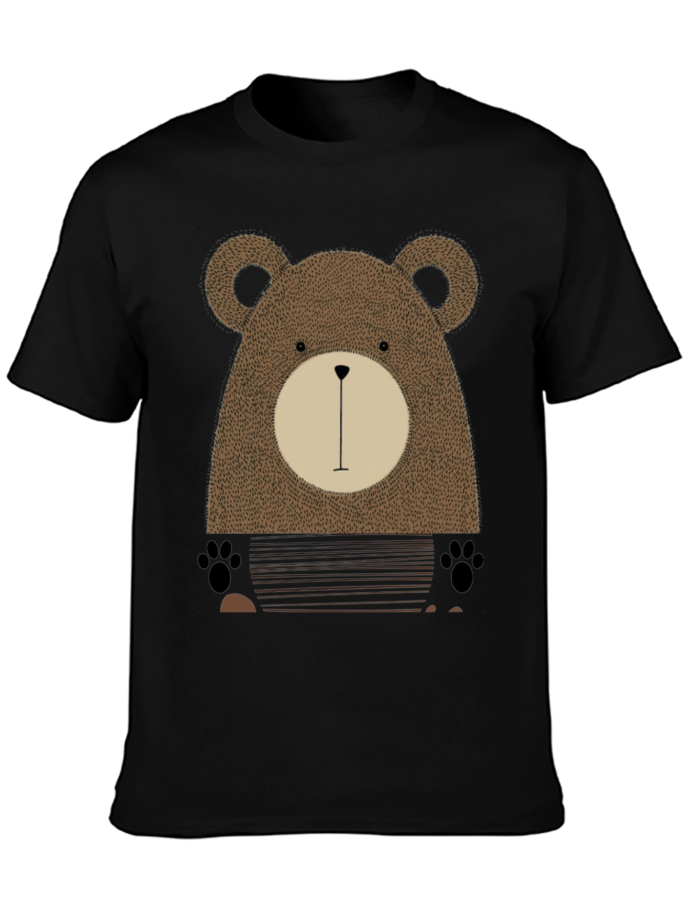 Black Cute Bear Graphic Print Black T-Shirt view 3