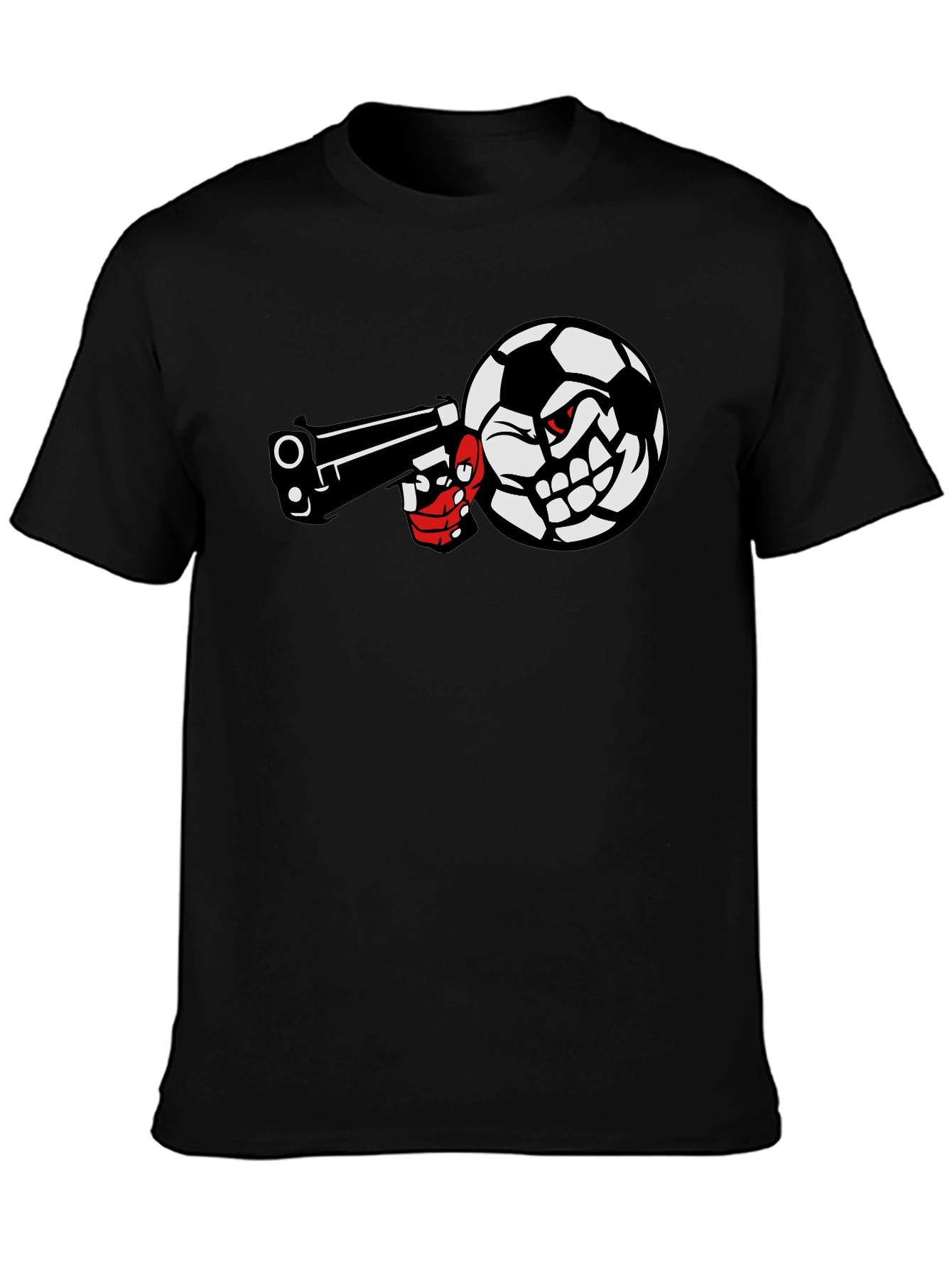 Black Soccer Ball Pistol Black Graphic Tee view 3