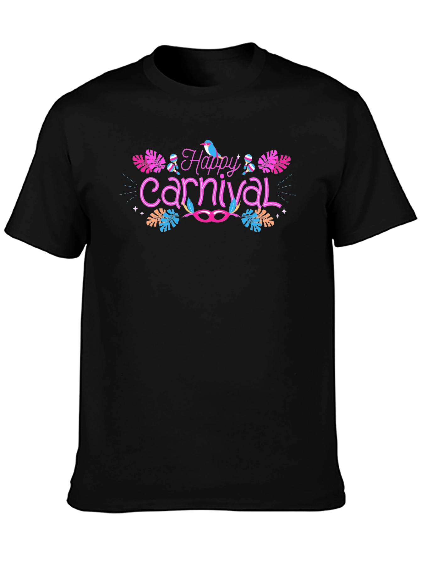 Black Happy Carnival Graphic Tee - Black Cotton Blend view 3