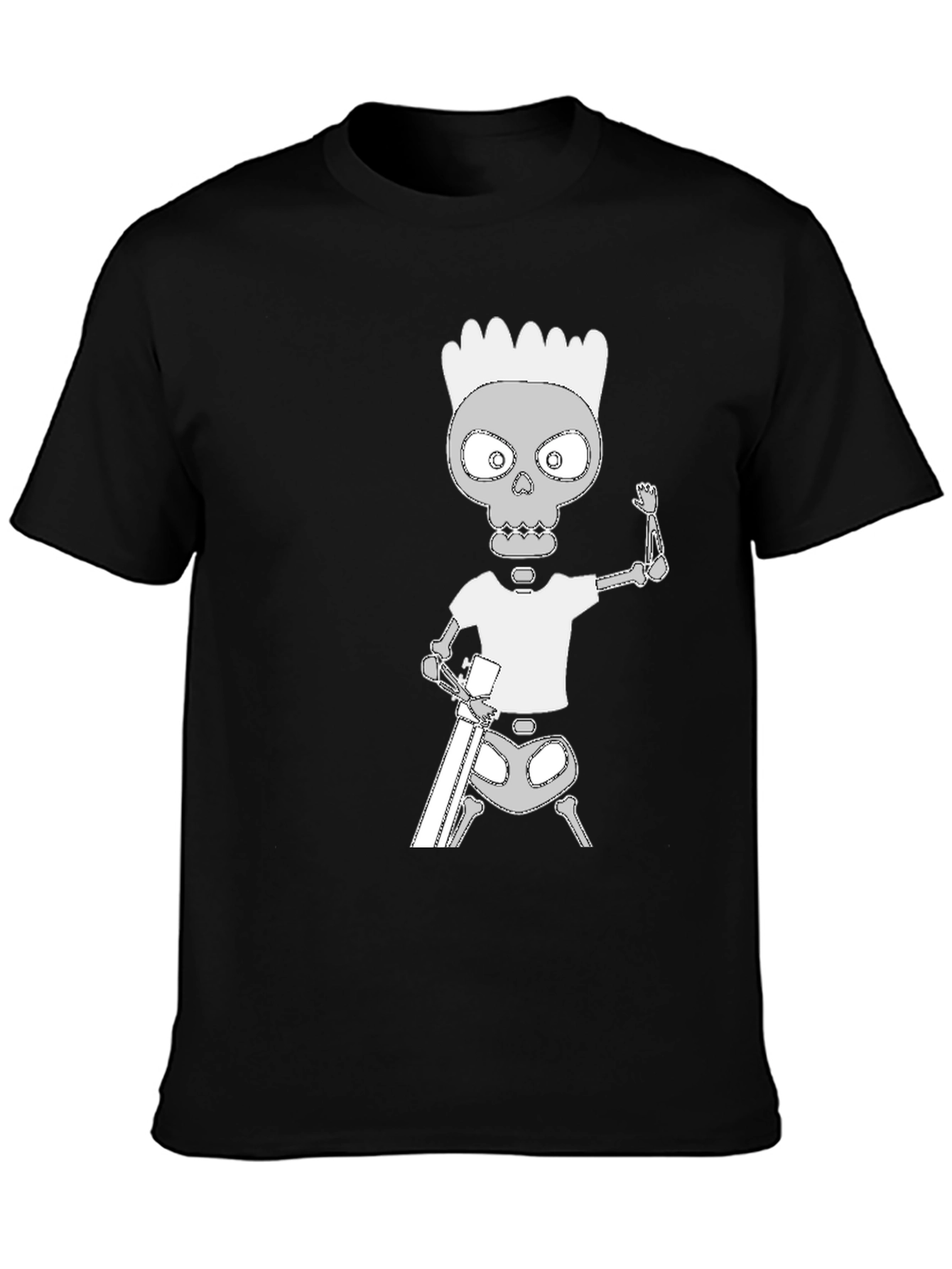 Black Skeleton Bart Simpson Graphic Tee - Black view 3