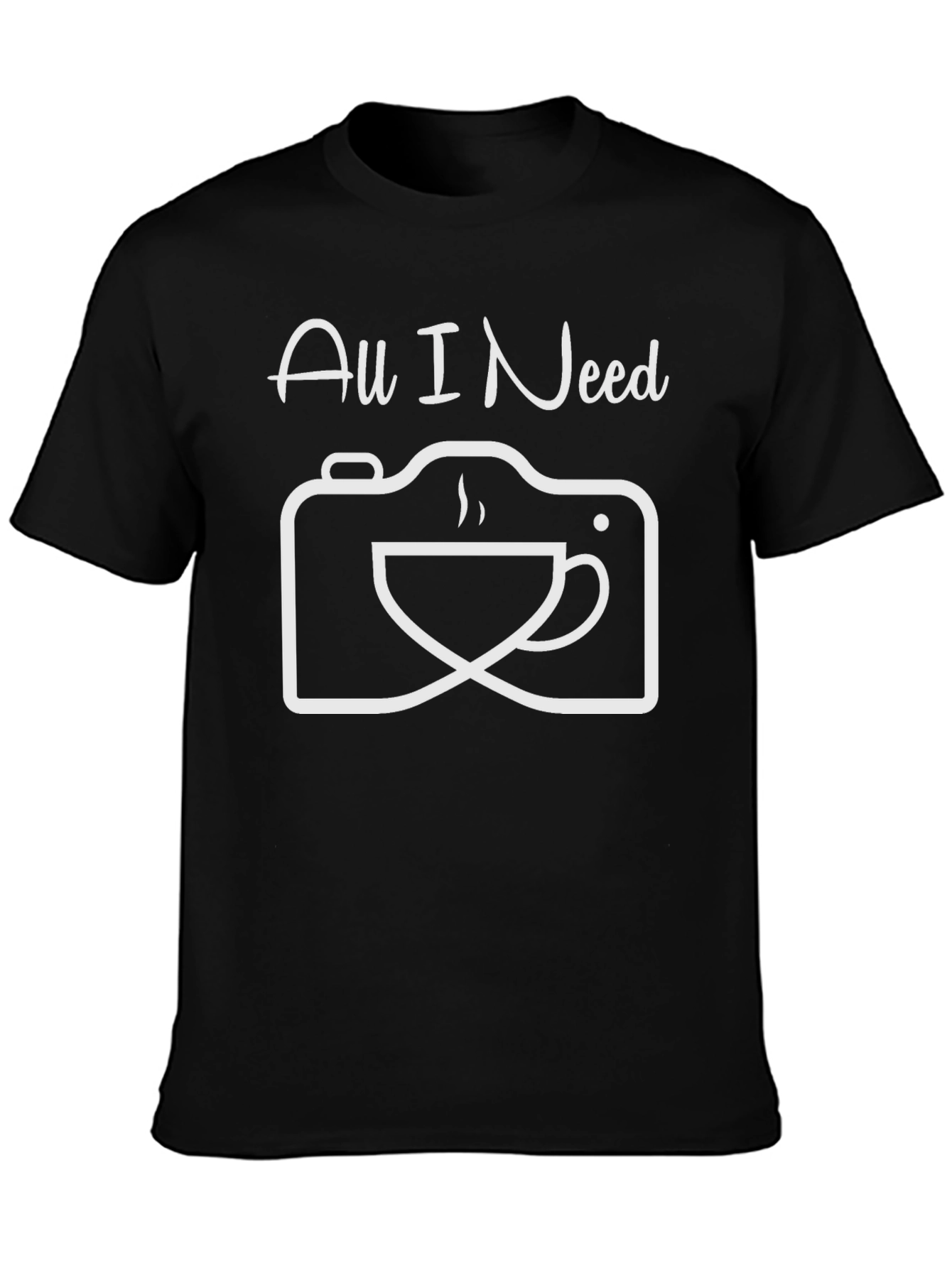 Black All I Need Camera & Coffee Graphic T-Shirt view 3