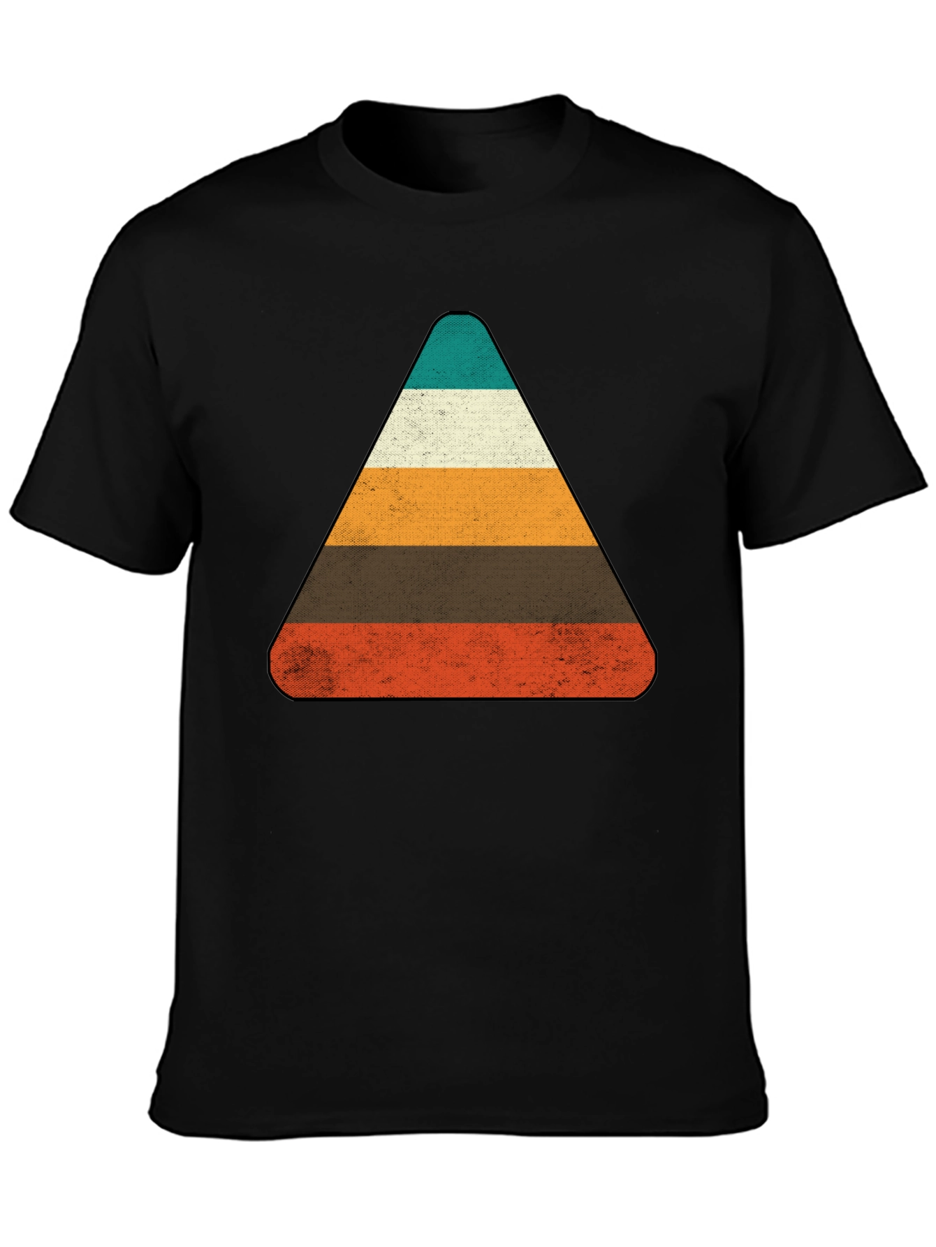 Black Retro Striped Triangle Graphic T-Shirt view 3
