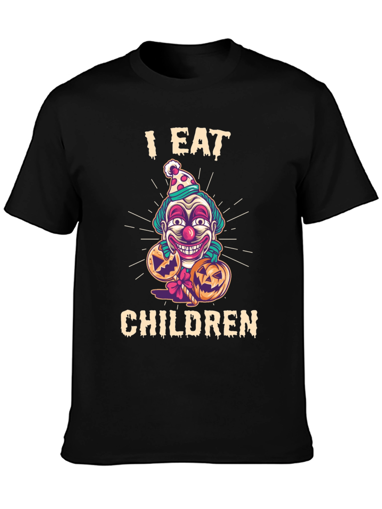 Black I Eat Children Clown Halloween T-Shirt view 3
