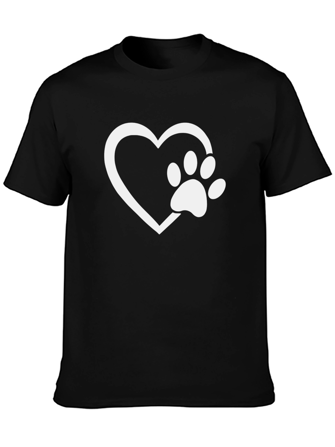 Paw Print Heart Graphic Tee - Black Unisex T-Shirt - 3