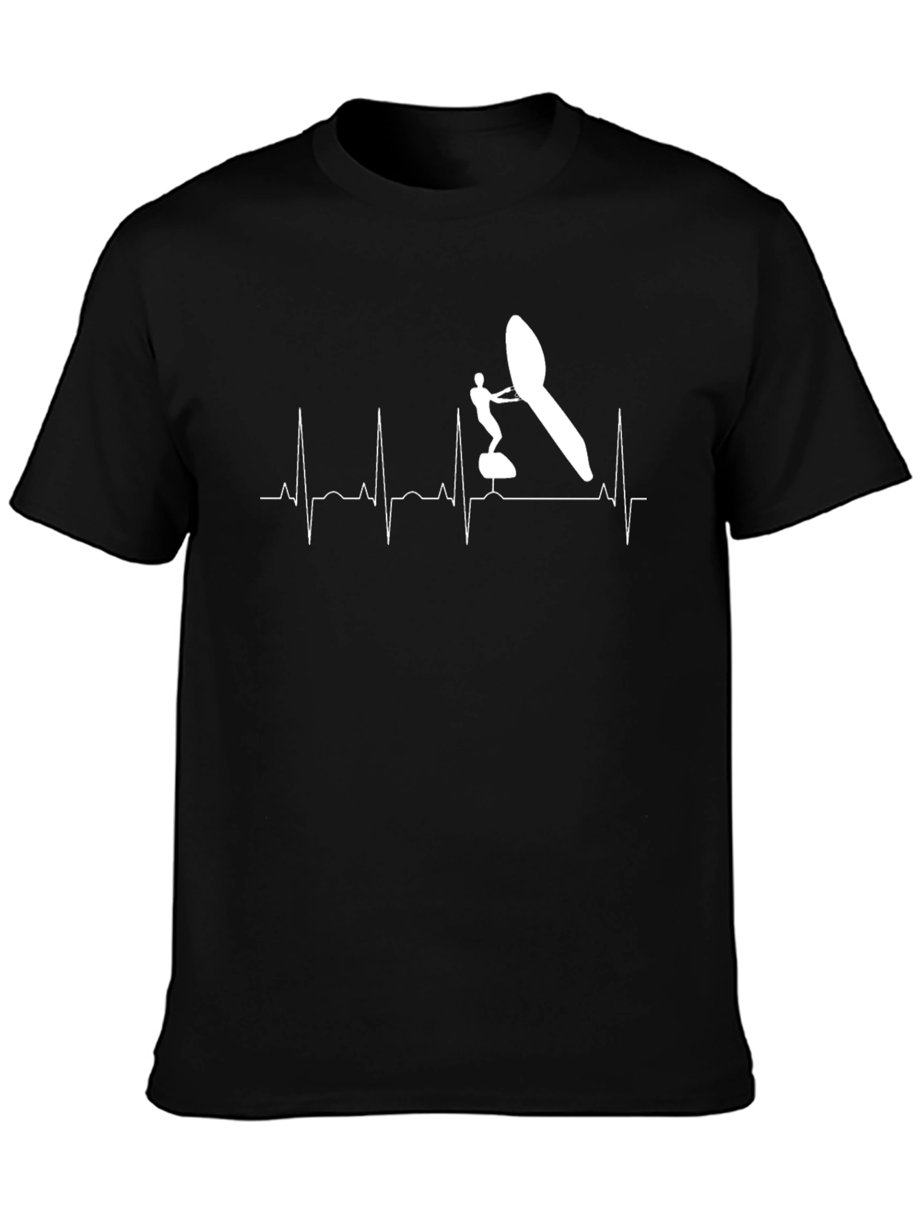 Black Windsurfing Heartbeat T-Shirt - Black view 3